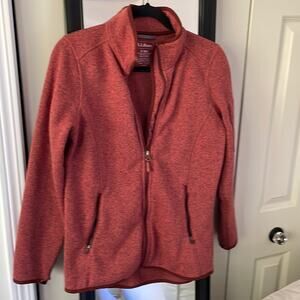 L.L.BEAN Women's Sweater Fleece Full-Zip Jacket in Rose Red Size Small