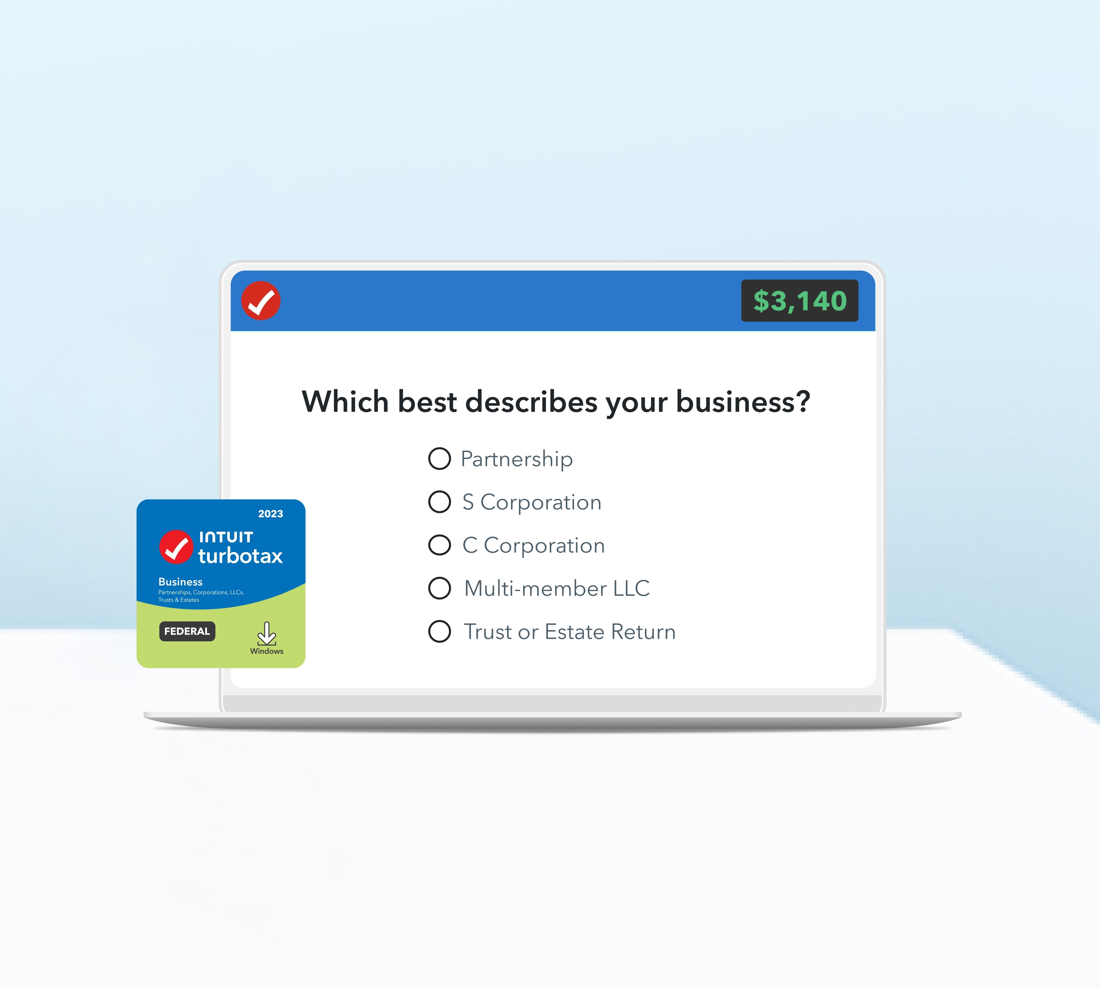 TurboTax software being used on a laptop.