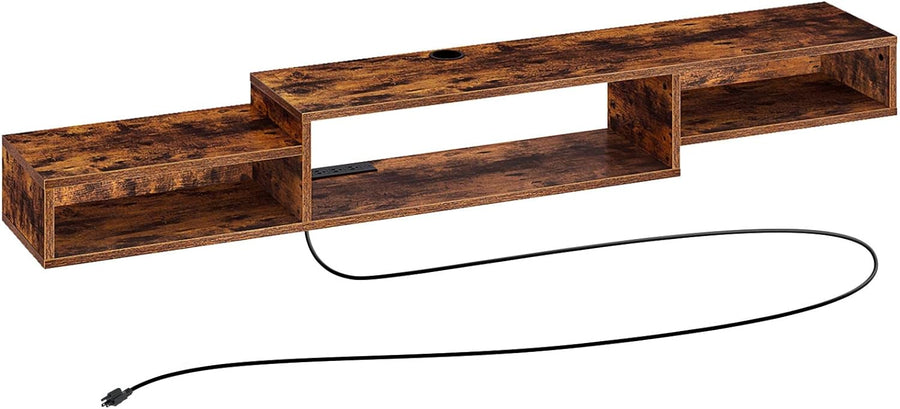 Rolanstar TV Stand with Power Outlet, 71" Floating TV Stand, Rustic Brown - $60