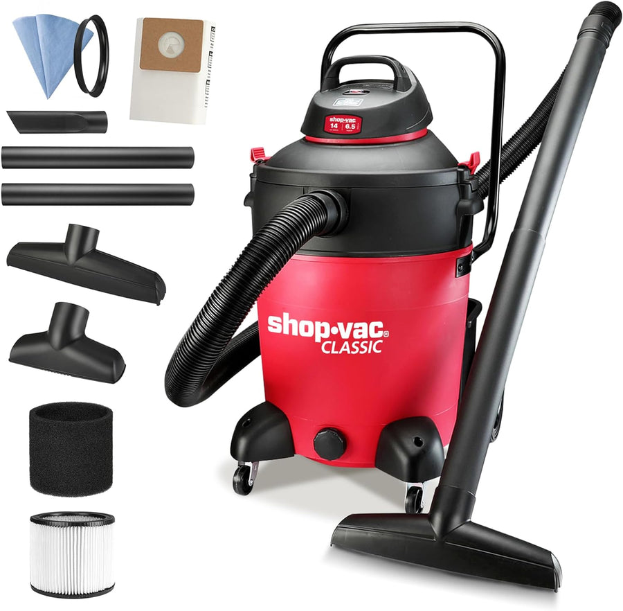 Shop-Vac 14 Gallon 6.5-Peak HP Wet/Dry Vacuum with with Filter, Hose and Acc - $140