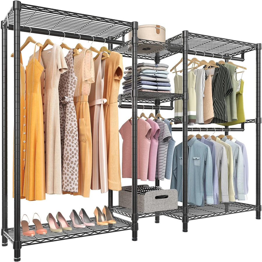 VIPEK V6 Wire Garment Rack 74.4" L x 17.7" W x 76.4" H, Max Load 850LBS, Black - $85