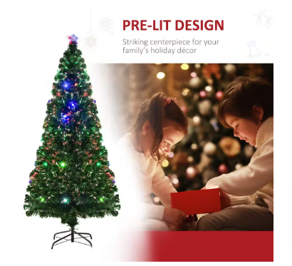 HOMCOM 6 ft. Pre Lit LED Noble Fir Artificial Christmas Tree - $20