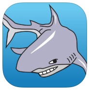 Reef Defender Logo of Shark with blue background