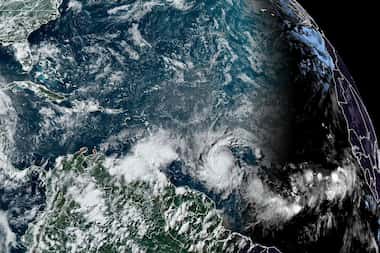 A satellite image from the NOAA of Hurricane Beryl as of June 29, 2024.