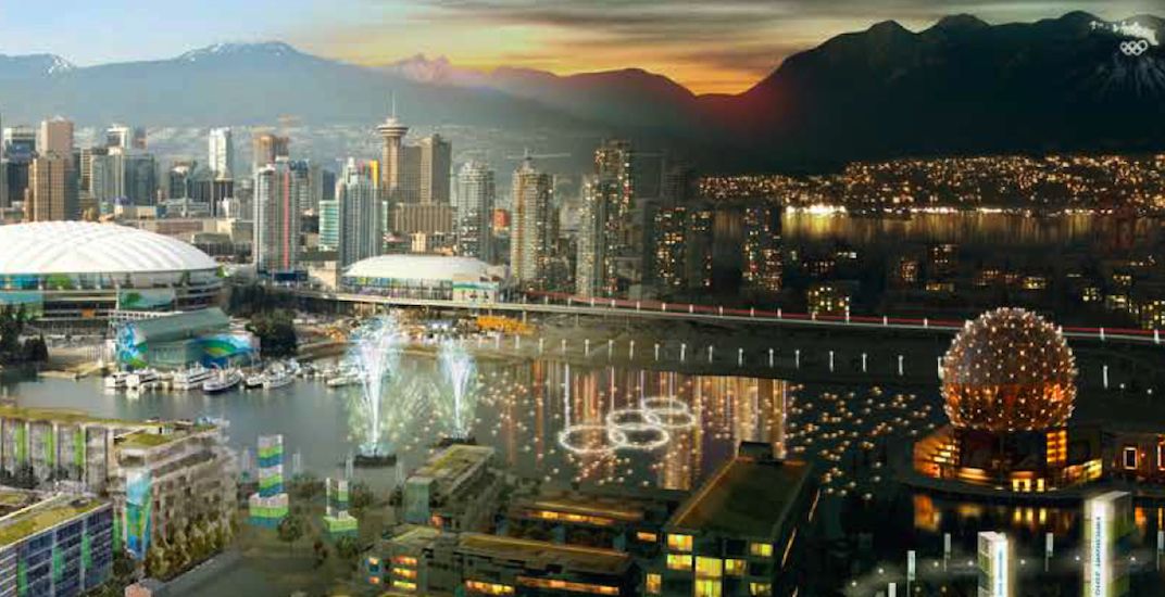 Olympic rings atop Grouse Mountain and in the waters of False Creek were some of the original 'Look of the Games' concepts envisioned for Vancouver 2010. (VANOC)