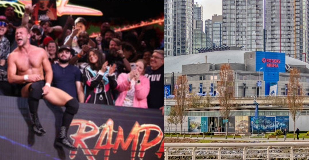 A fan was tackled during the AEW Collision event at Rogers Arena May 11, 2024. (AEW Media | oasisamuel/Shutterstock)