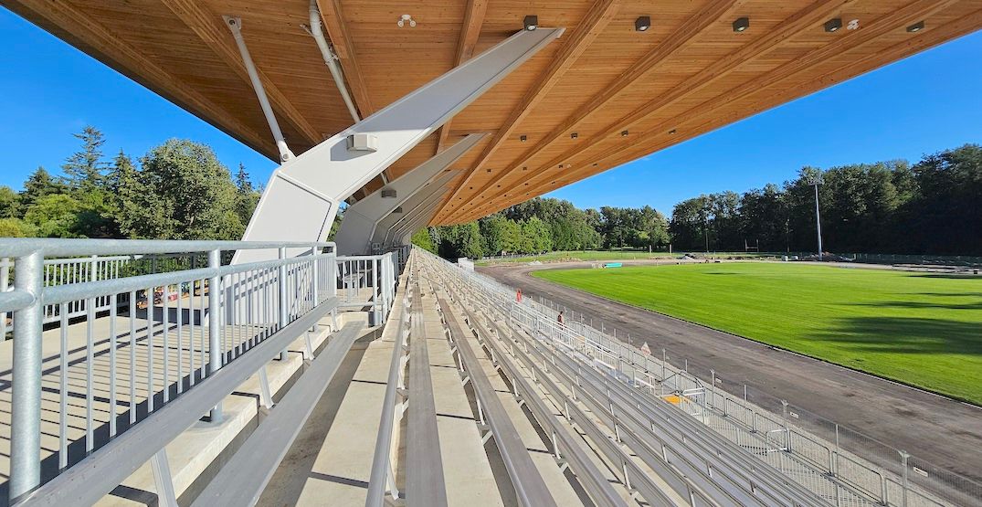 Surrey's new Bear Creek Park Stadium. (Kenneth Chan/Daily Hive)