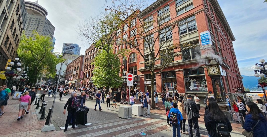 First day of the Water Street Pedestrian Zone in Gastown on June 28, 2024. (Kenneth Chan/Daily Hive)