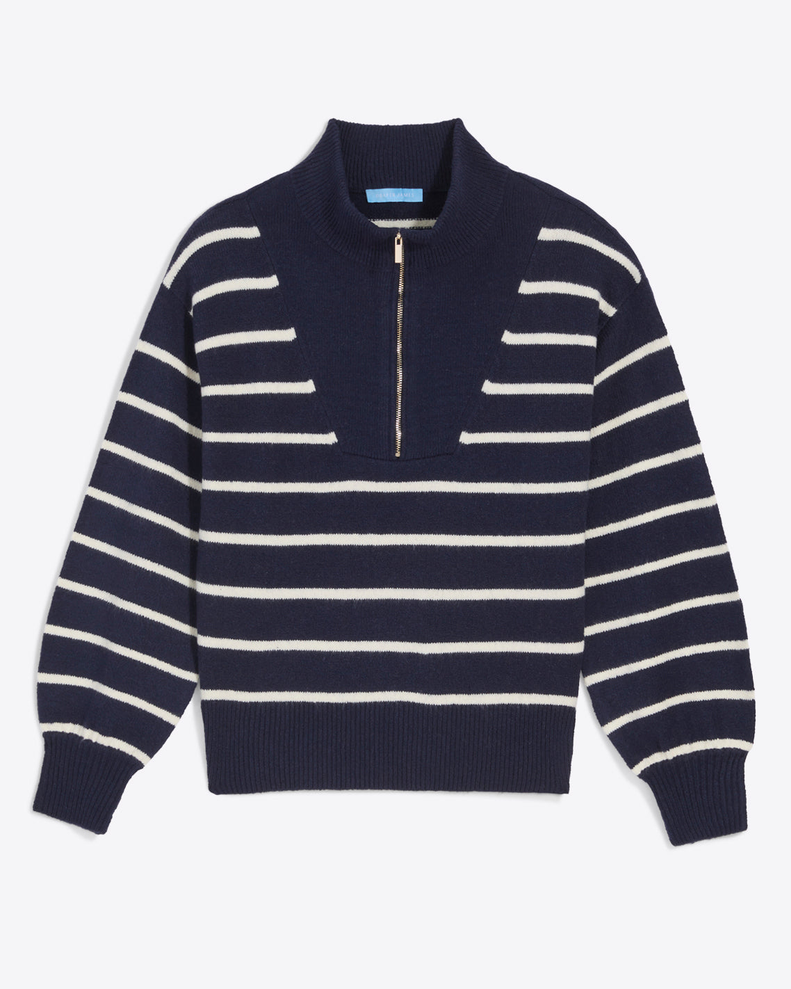 Striped Quarter Zip Sweater in Mariner Stripe