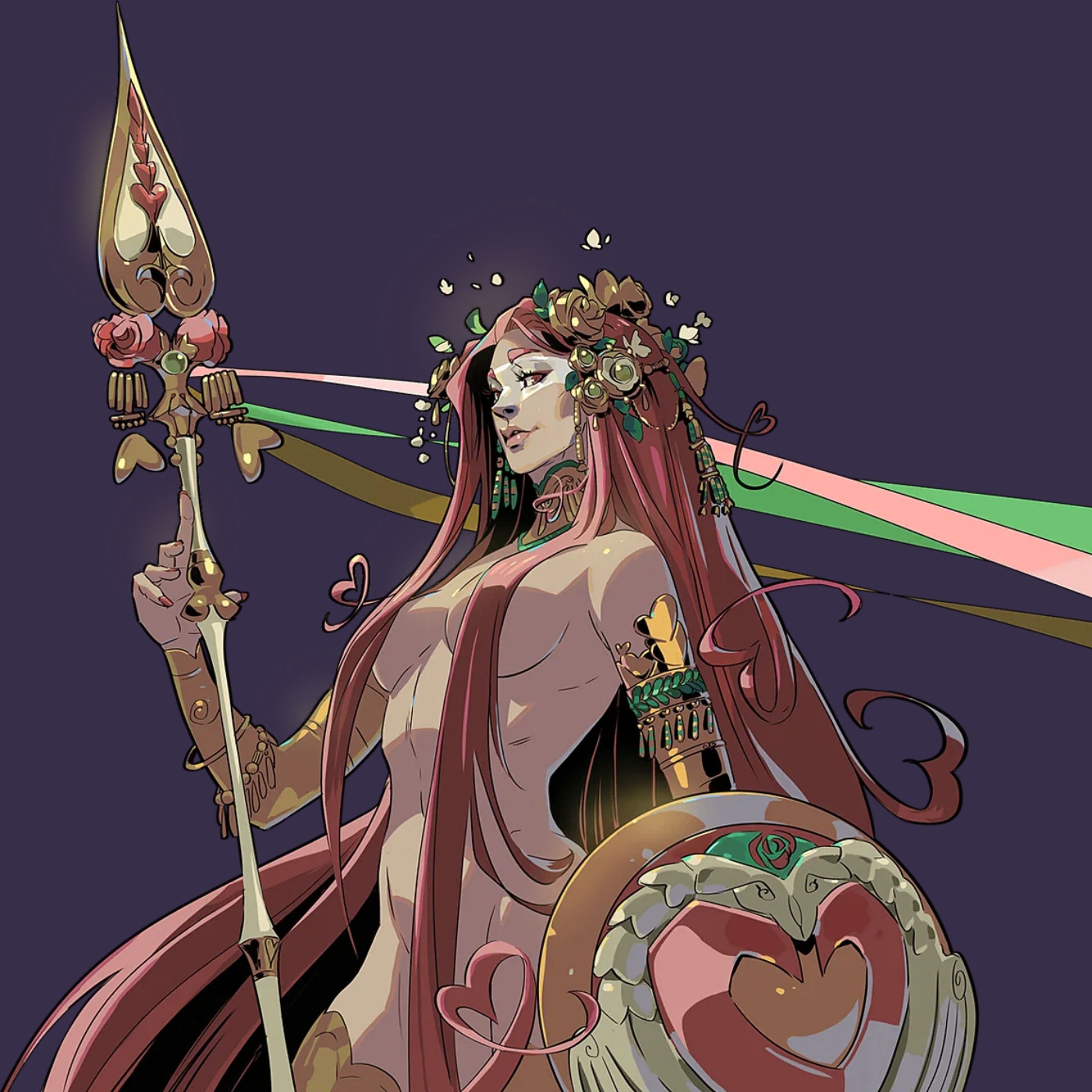 Character artwork of Aphrodite taken from Hades 2.