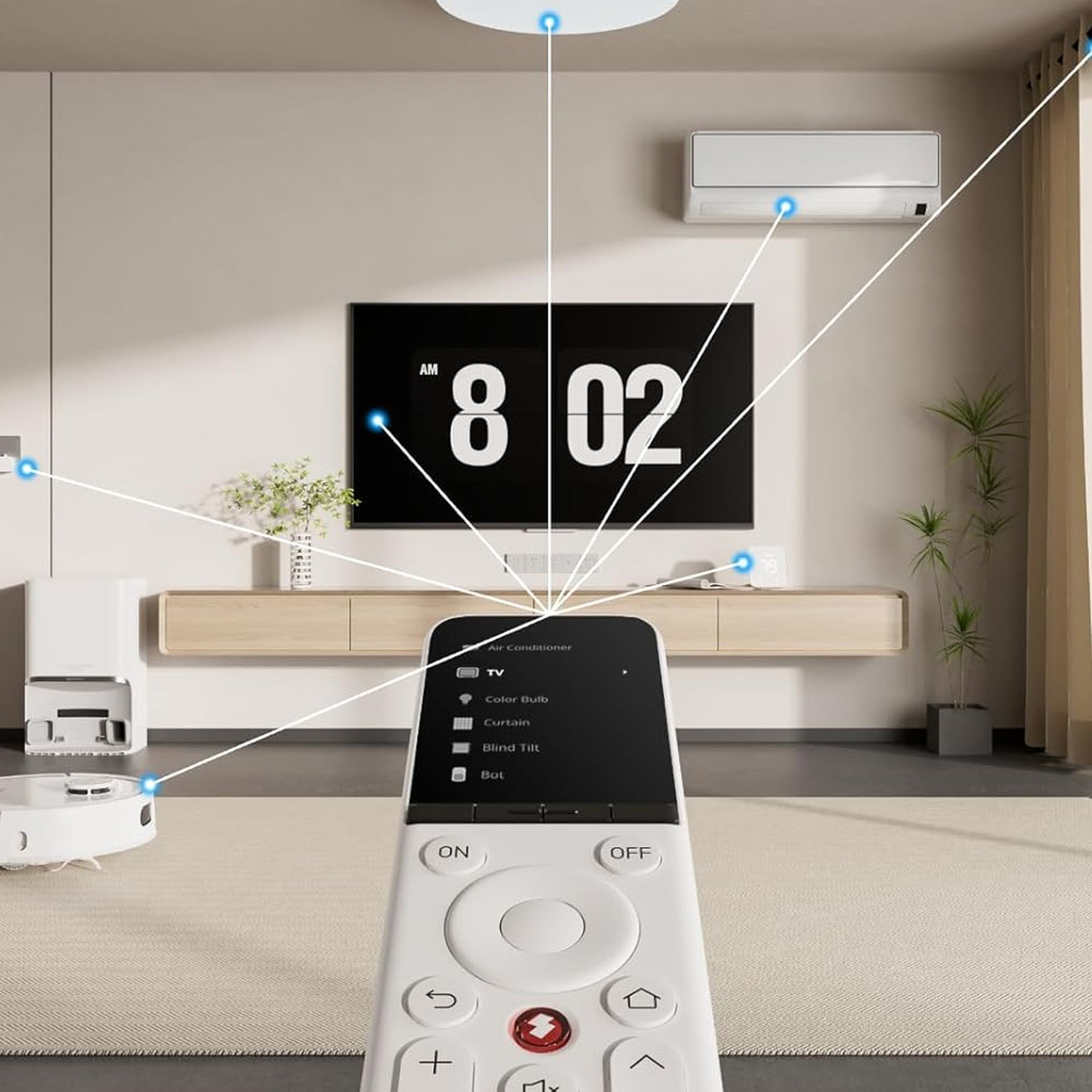 SwitchBot’s Universal Remote shown controlling several smart home devices.