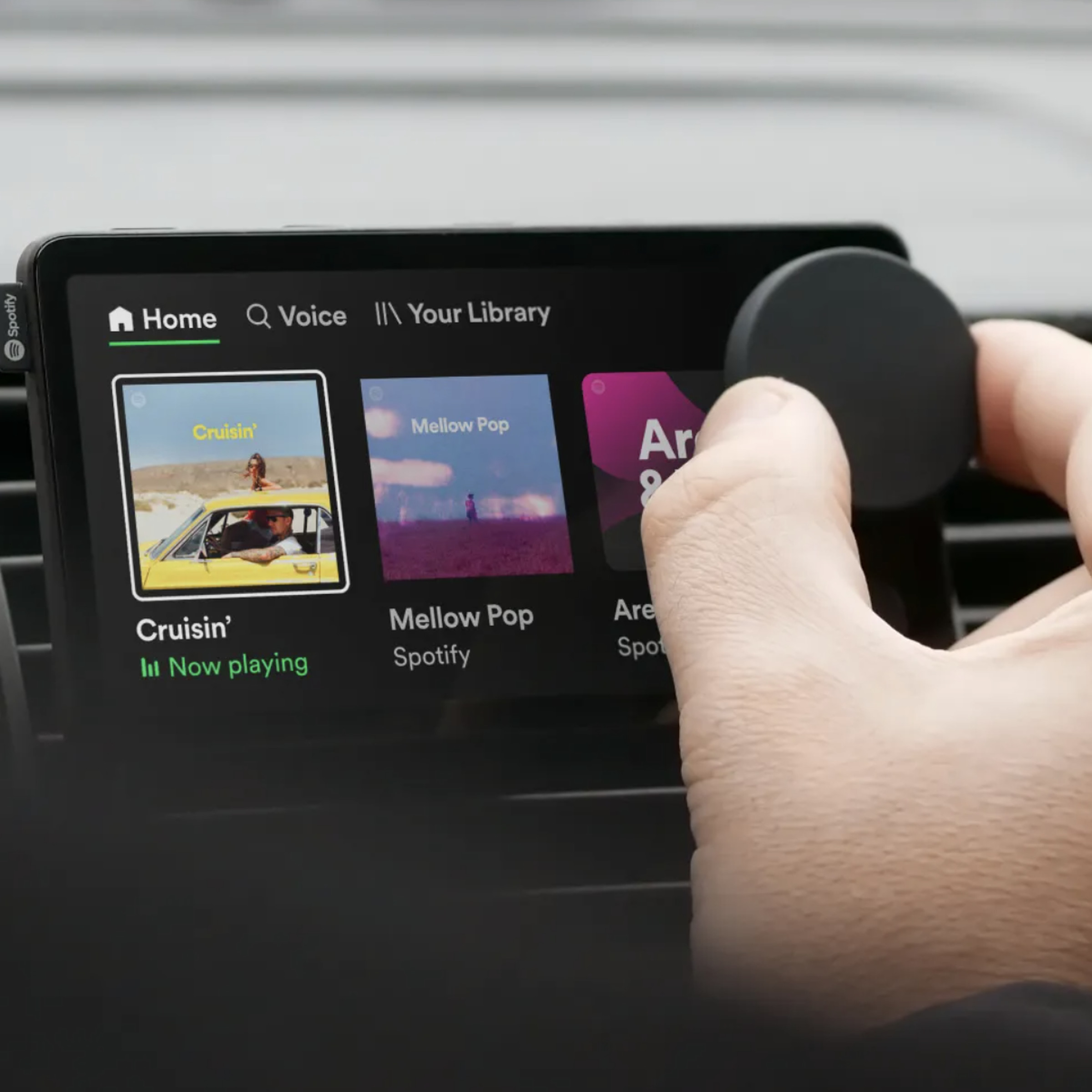 A marketing image of Spotify’s Car Thing device.