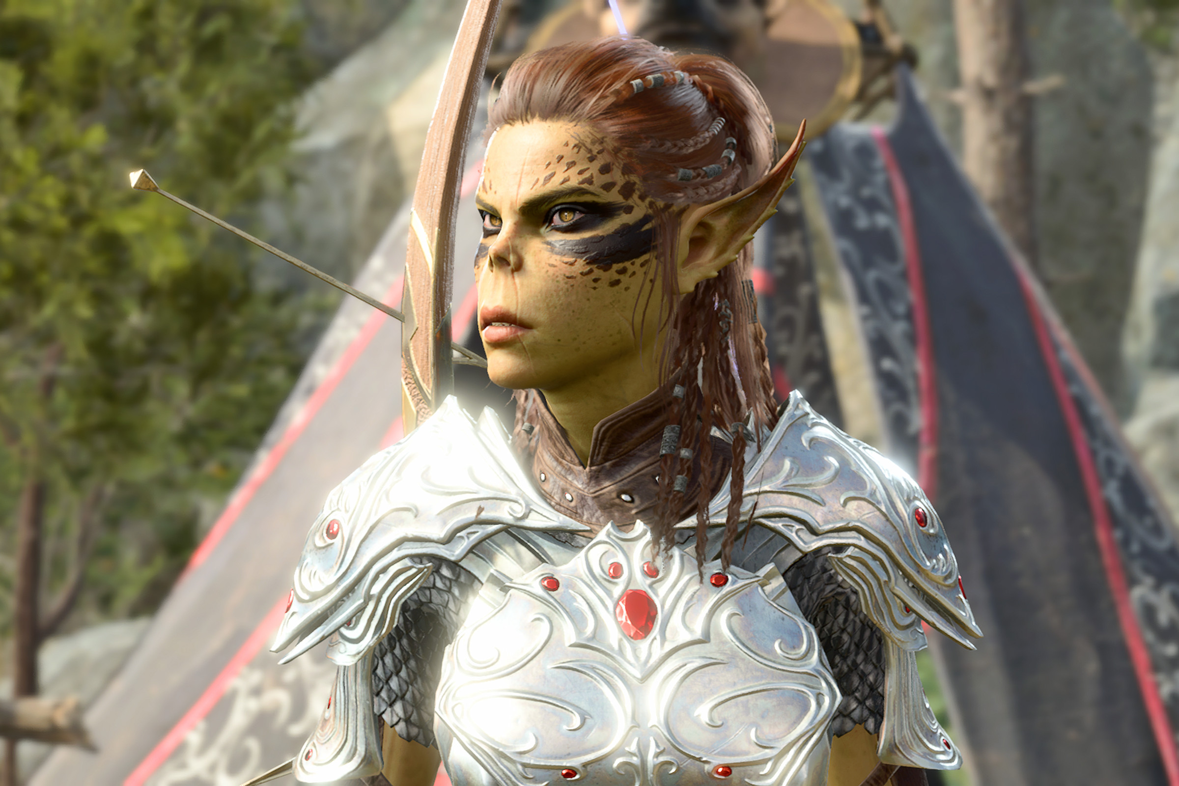 Screenshot from Baldur’s Gate 3 featuring the githyanki warrior Lae’zel