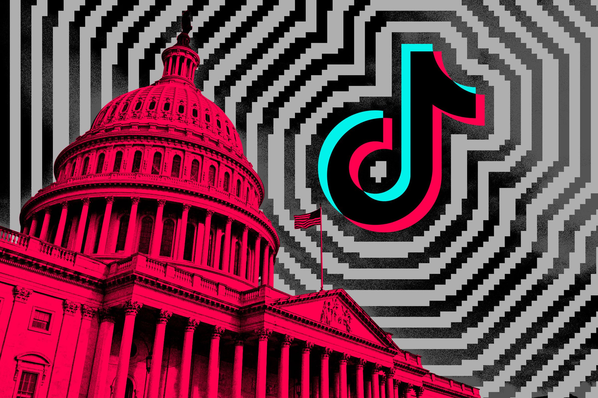 Photo illustration of the Capitol building next to the TikTok logo.