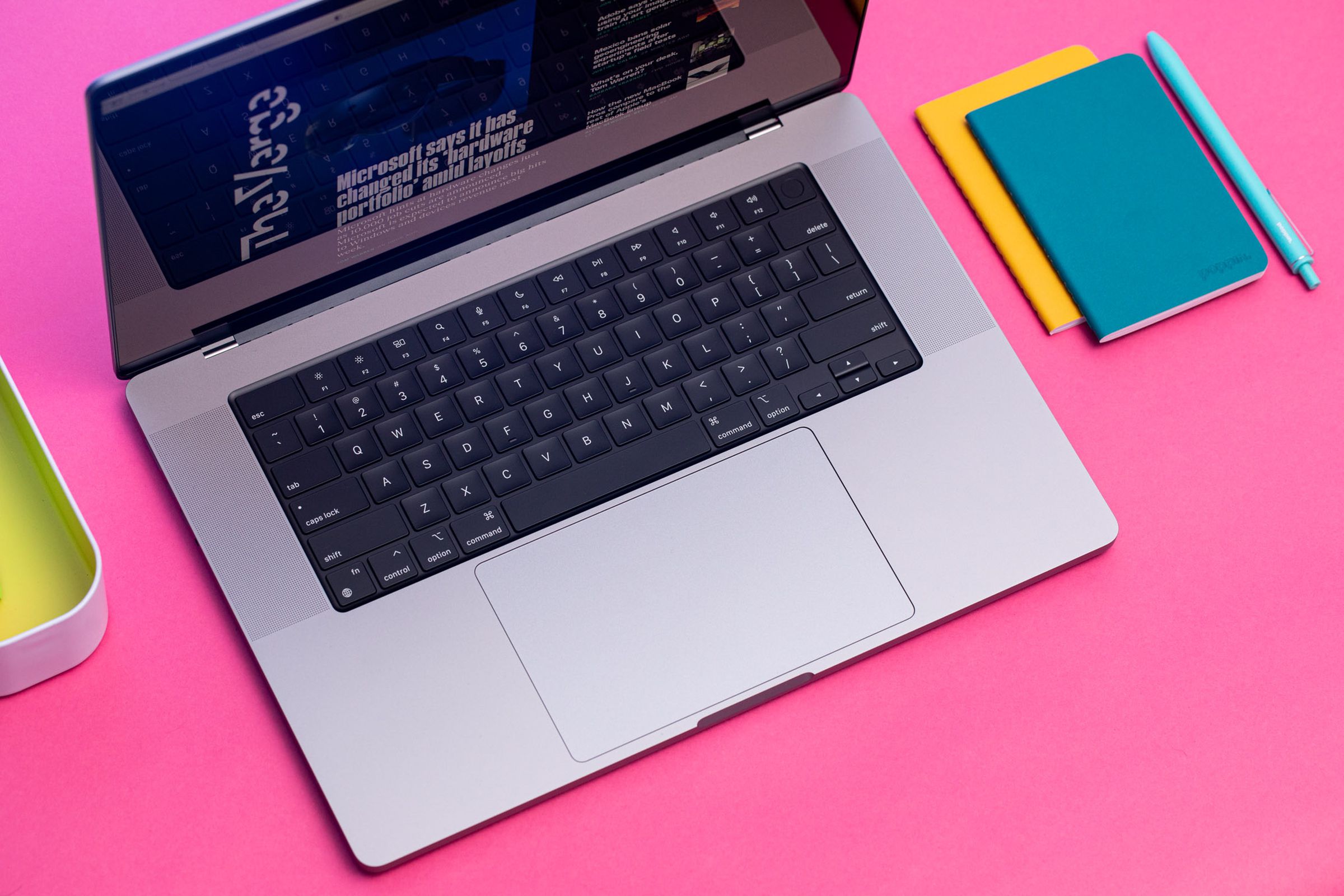 MacBook Pro 16 keyboard seen from above.