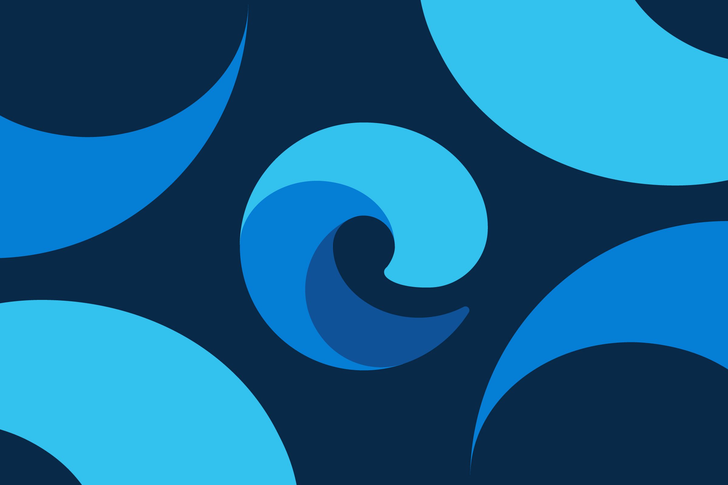 The Microsoft Edge web browser logo against a swirling blue background.