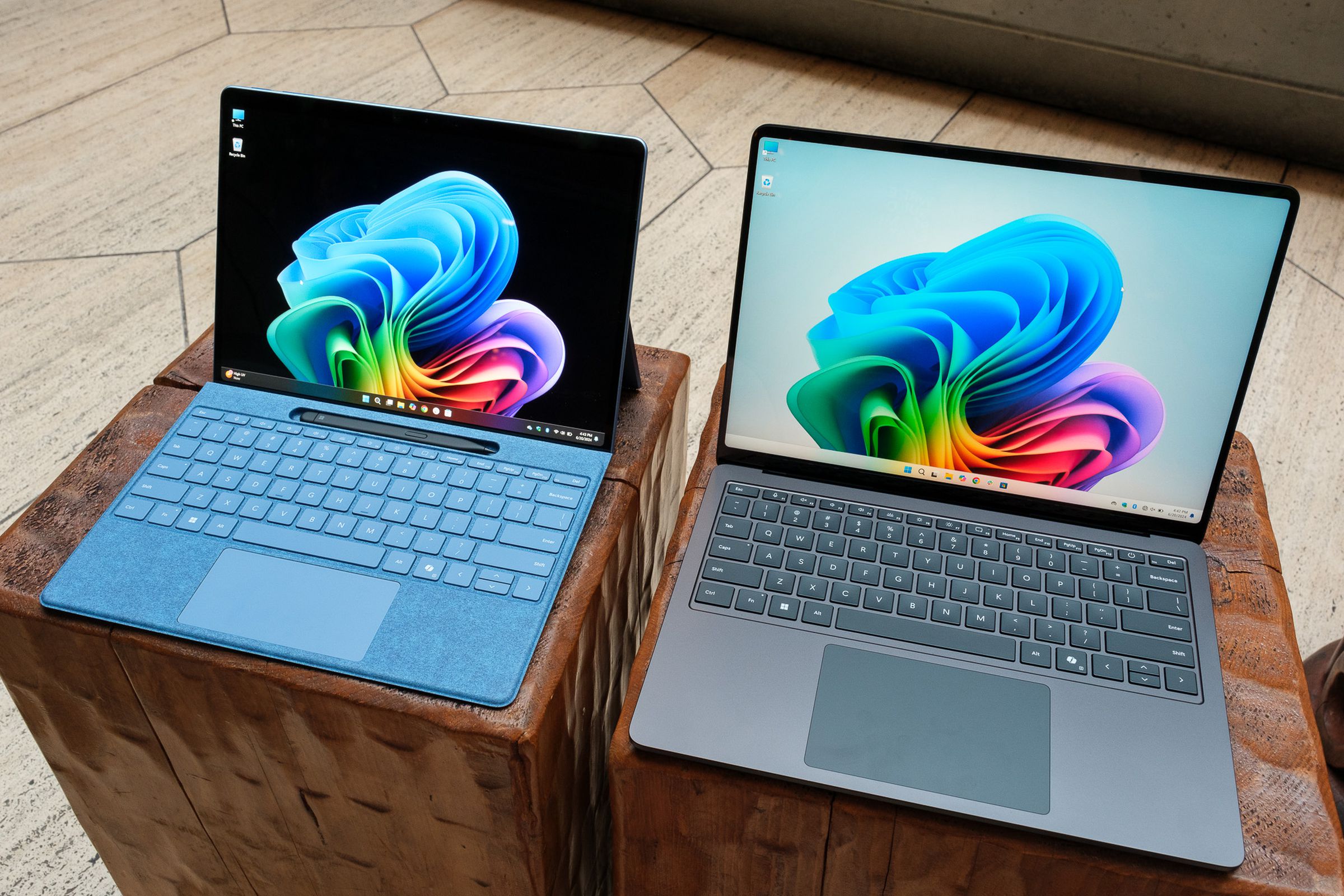 A hands-on photo of Microsoft’s 13.8-inch Surface Laptop.