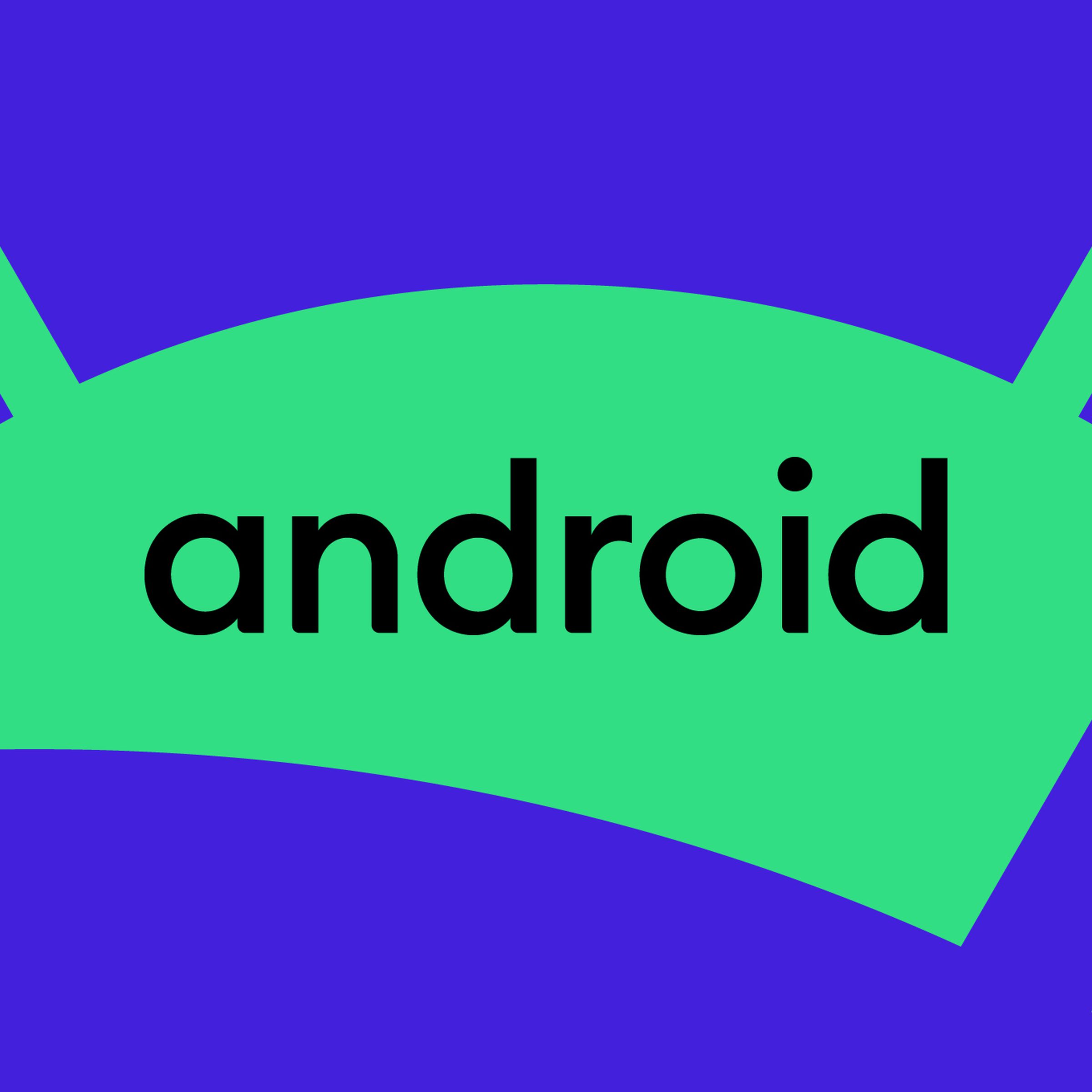 Android logo on a green and blue background