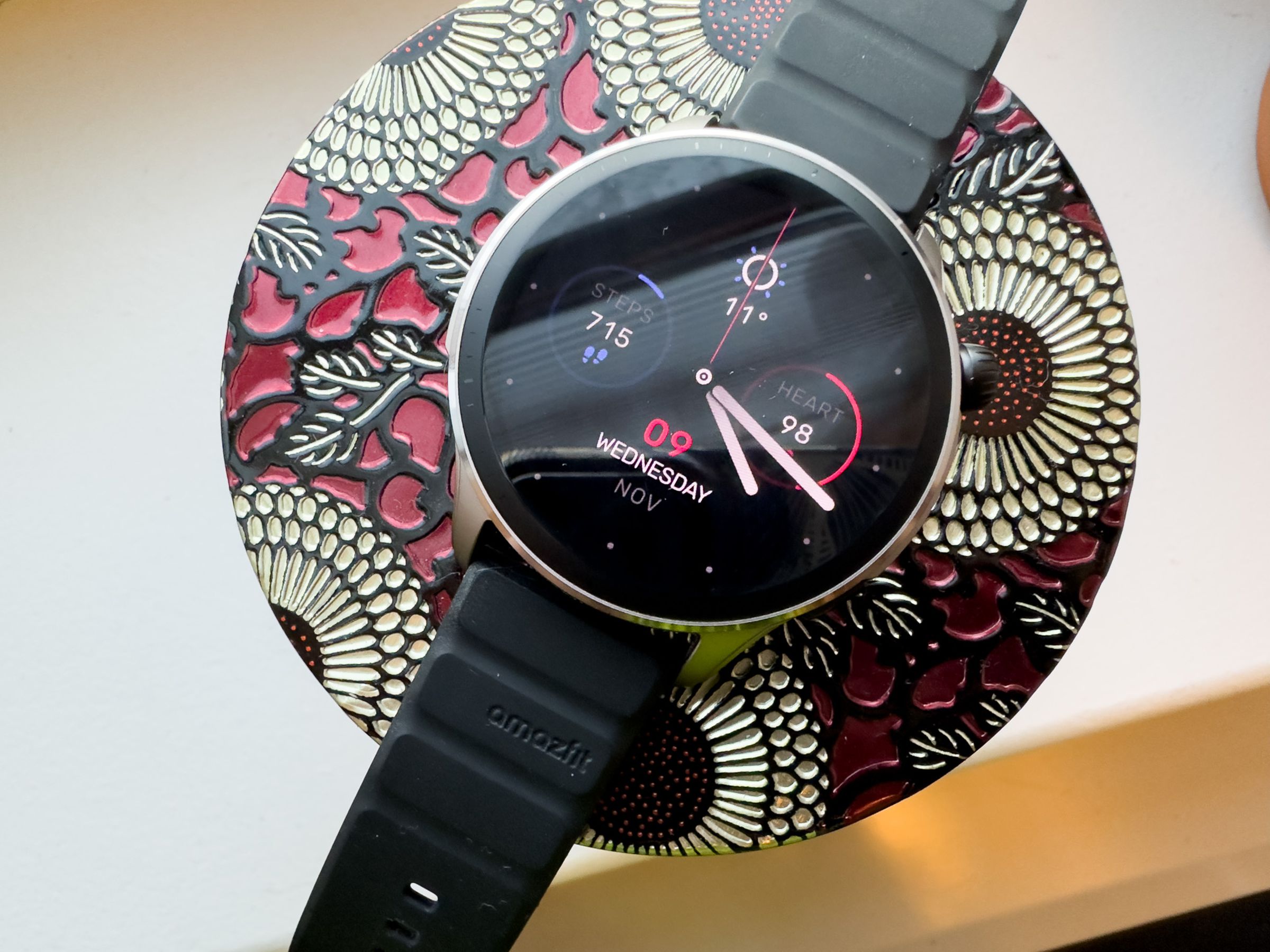 Amazfit GTR 4 on a metal tin