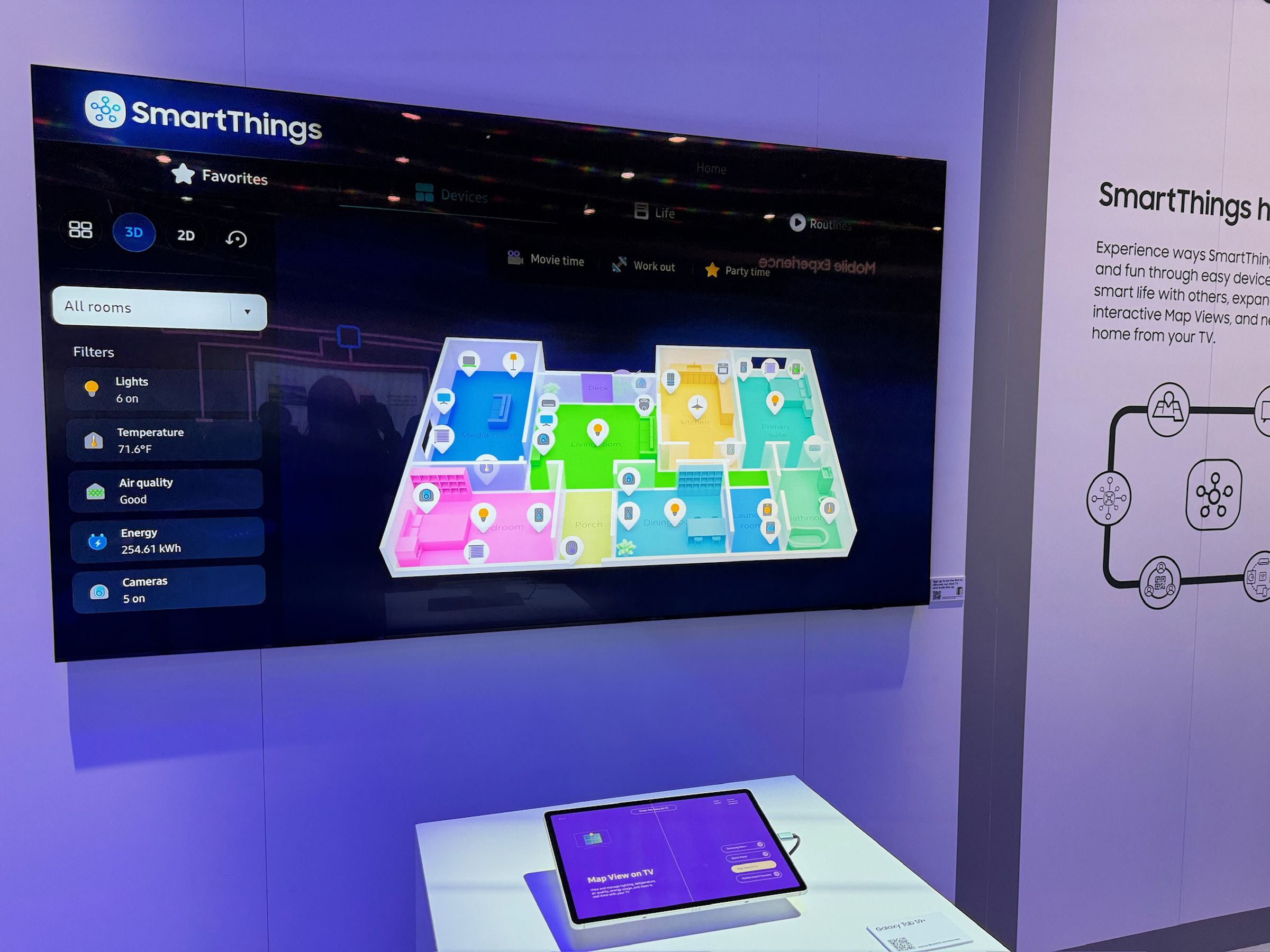 <em>The Map View shows your home layout and where devices are and you can select to filter by device type.</em>