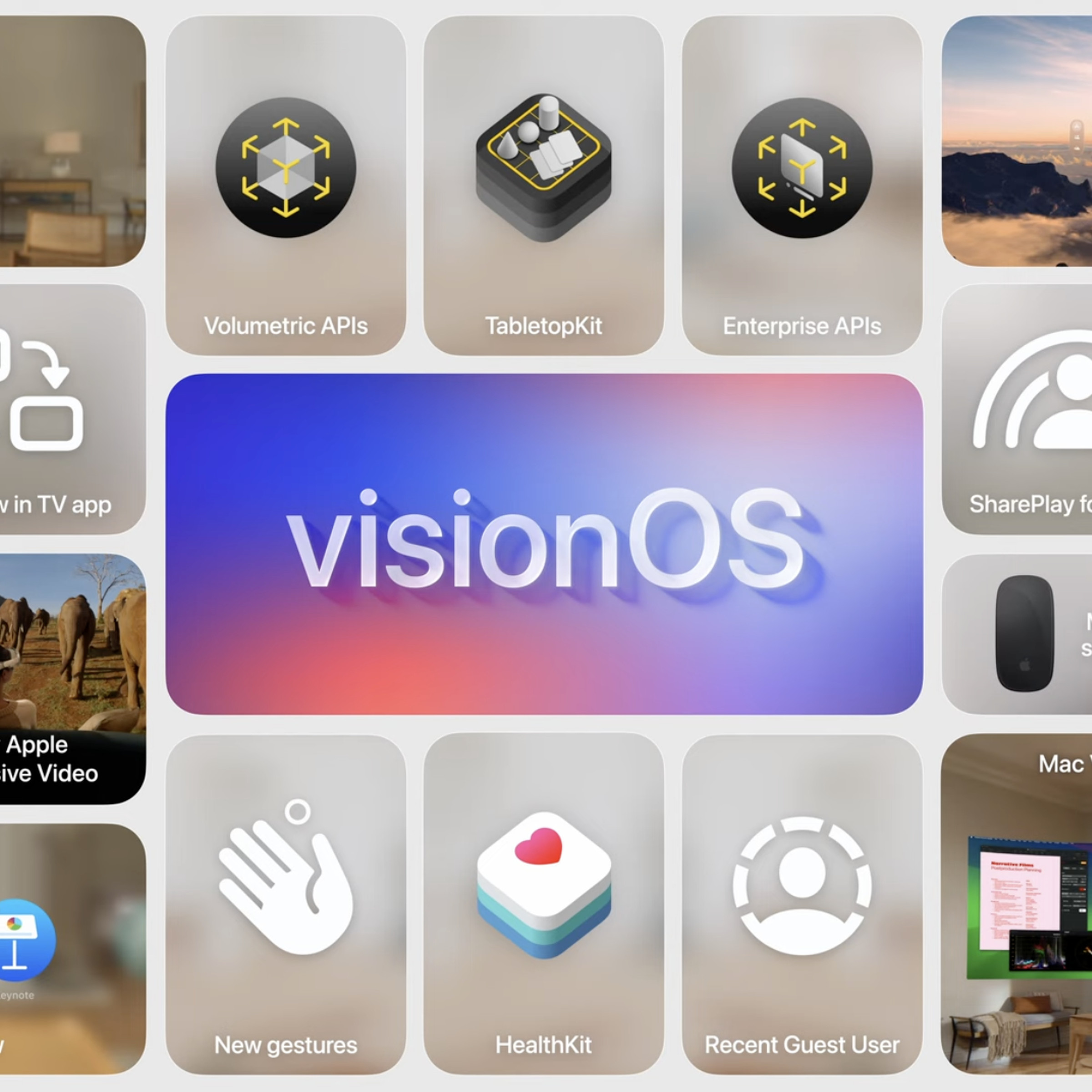 Apple’s “bento box” showing several features coming to visionOS 2.