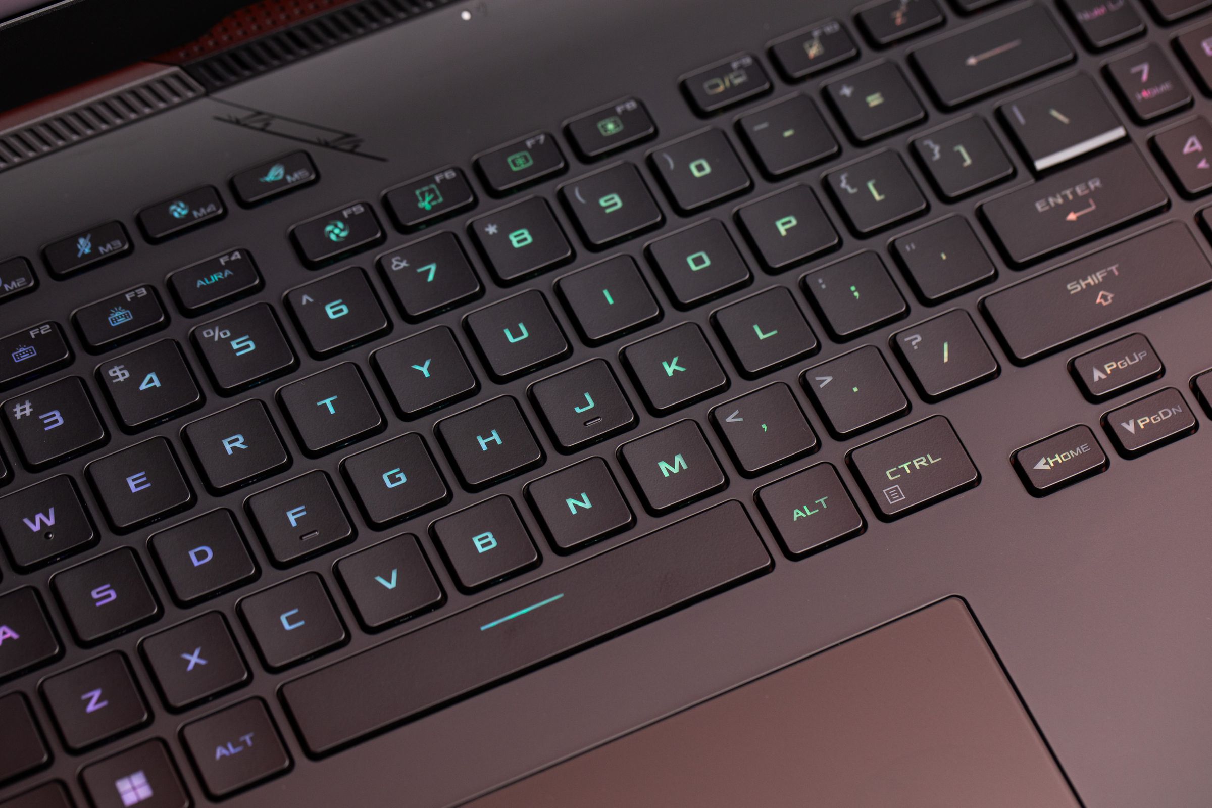 The center of the Asus ROG Strix Scar 17 keyboard.