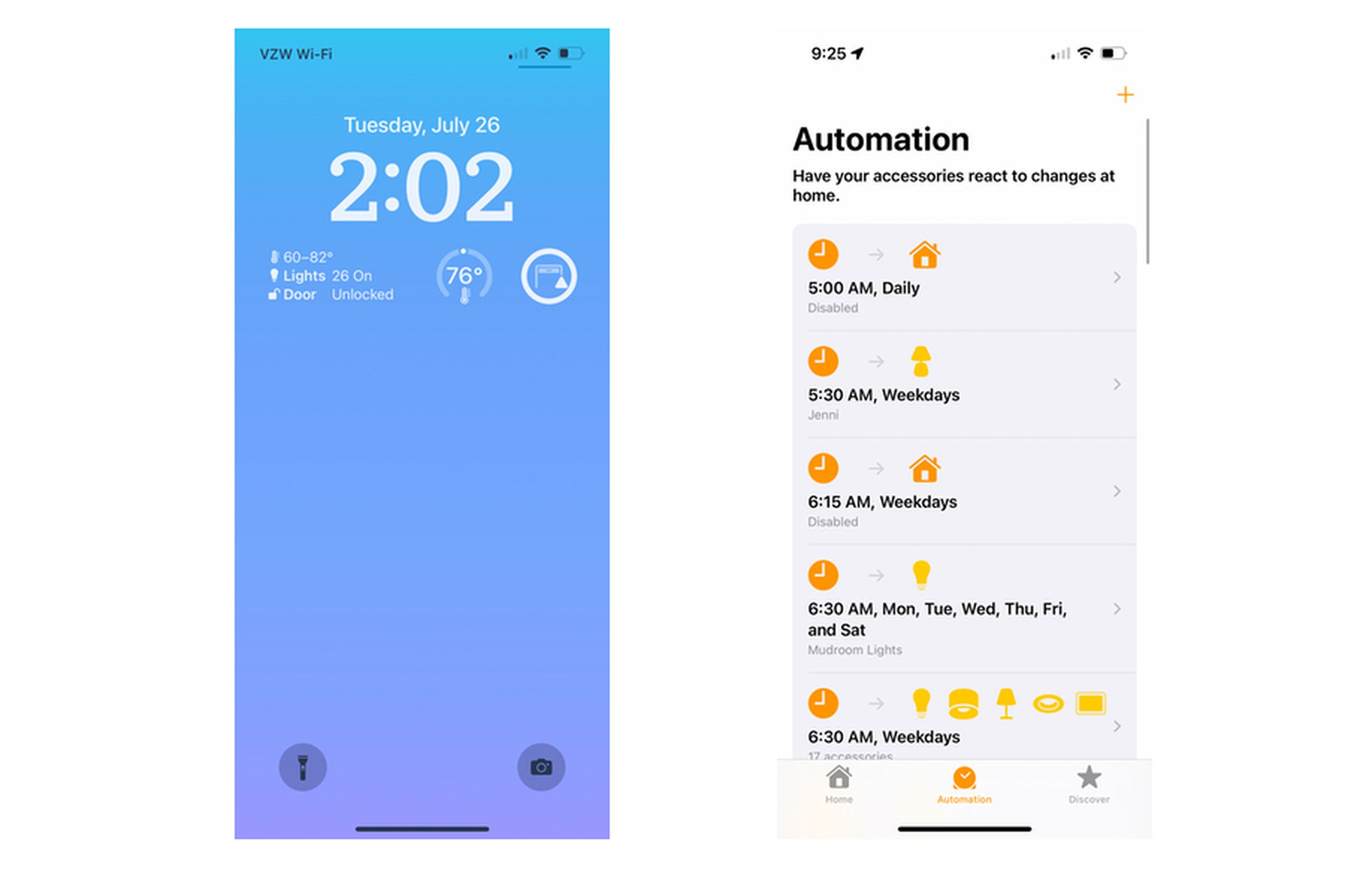 The HomeKit widgets on the lock screen are disappointing, and the Automations tab in the Home app is unchanged and still unhelpfully organized.