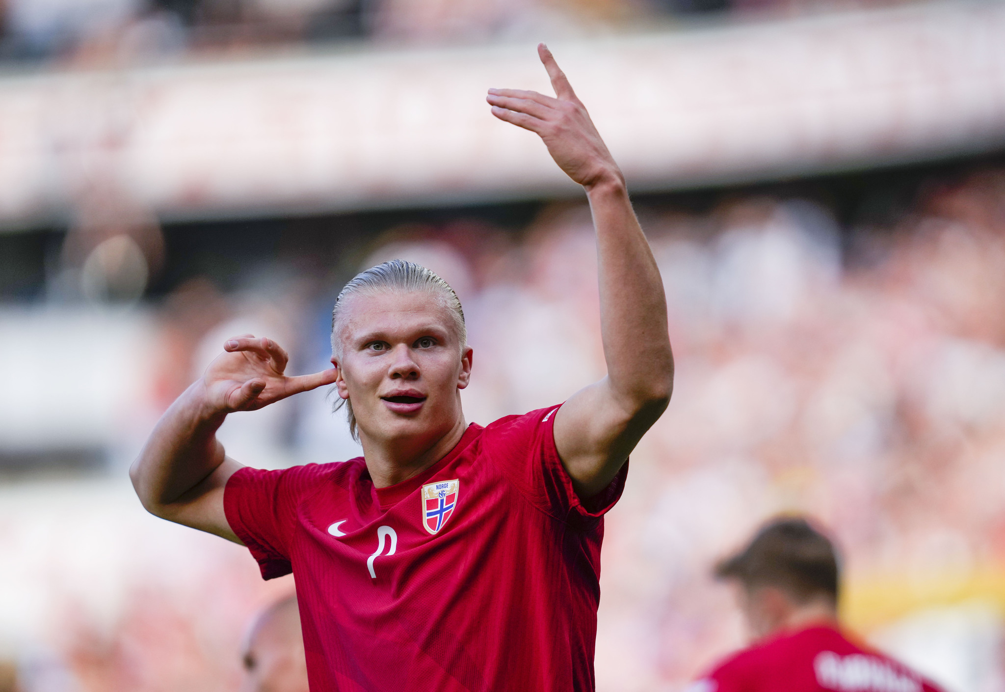 Norways Erling Braut Haaland  celebraes scoring