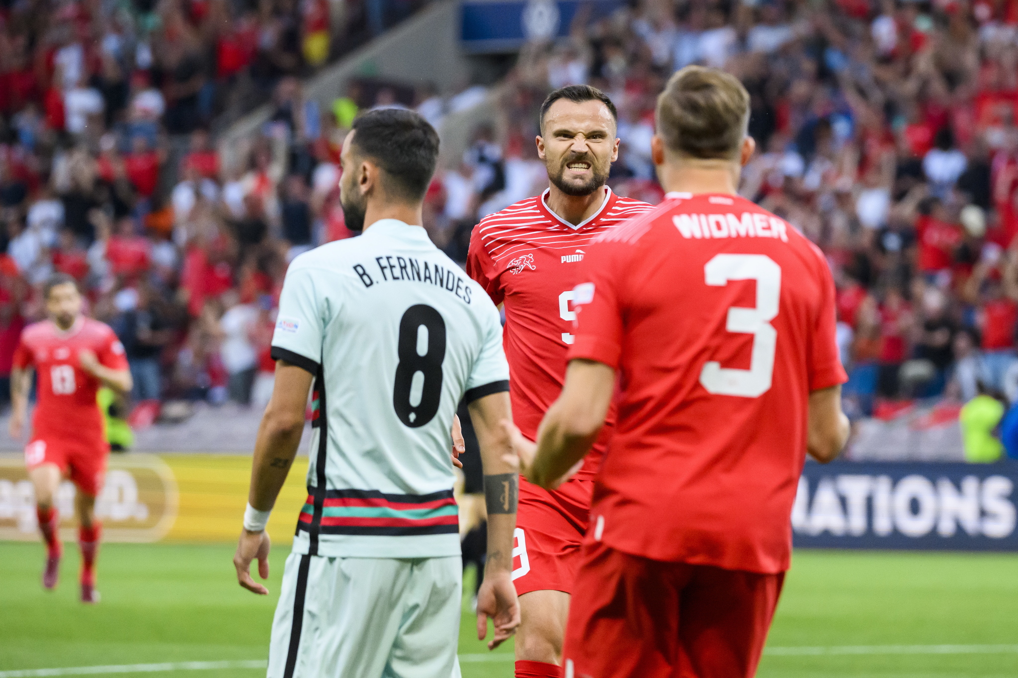 Switzerland forward Haris Seferovic celebrates