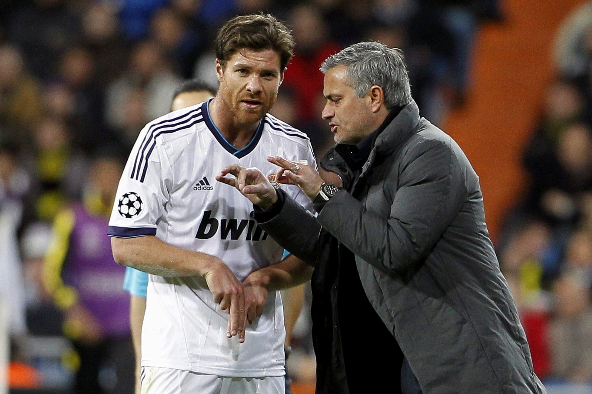 Xabi Alonso with Jose Mourinho.