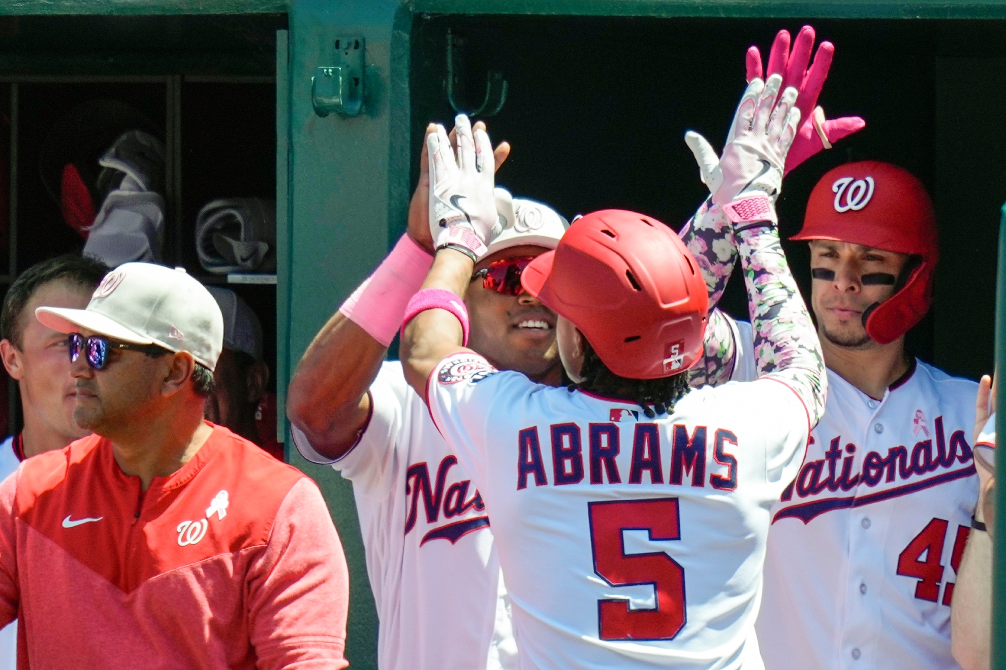 Washington Nationals CJ Abrams (5) celebrates after his solo home run.