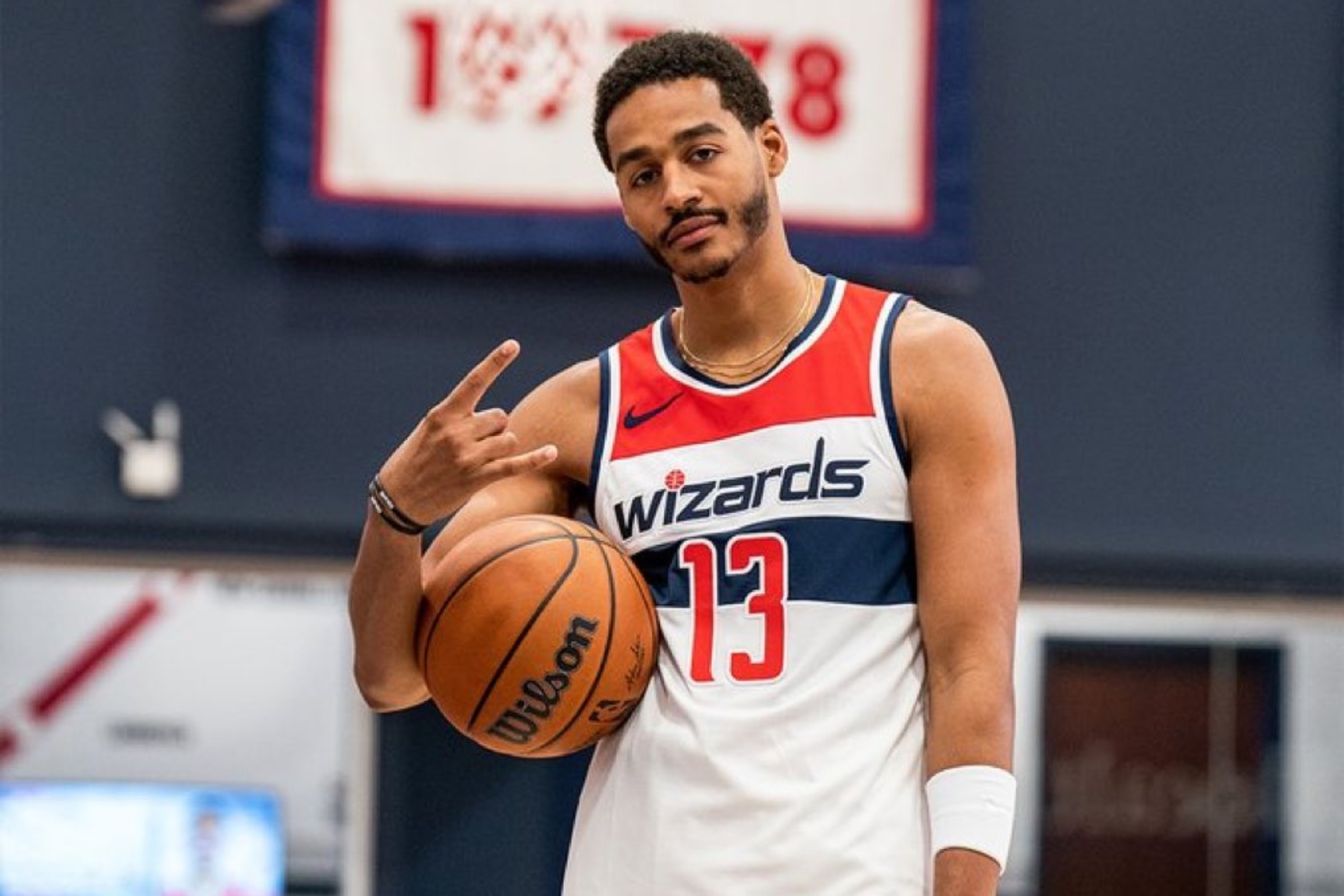 Jordan Poole with his new Washington Wizards kit.