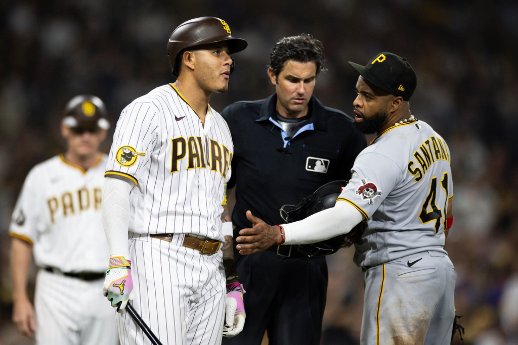 Padres Manny Machado gets hit terribly, Perdomo gets bashed hard after being ruled an intentional hit