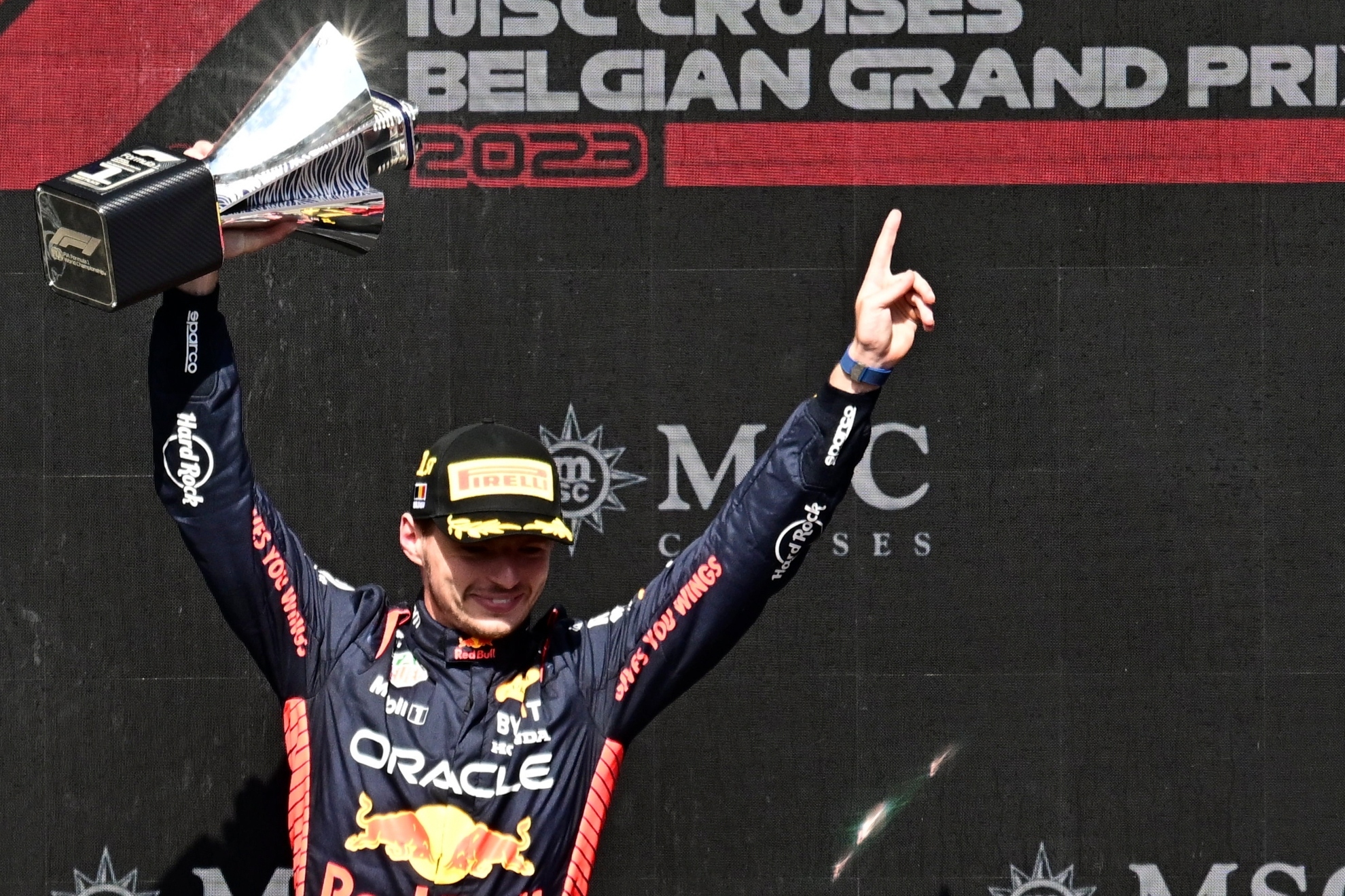 Max Verstappen en el podio del GP de B�lgica