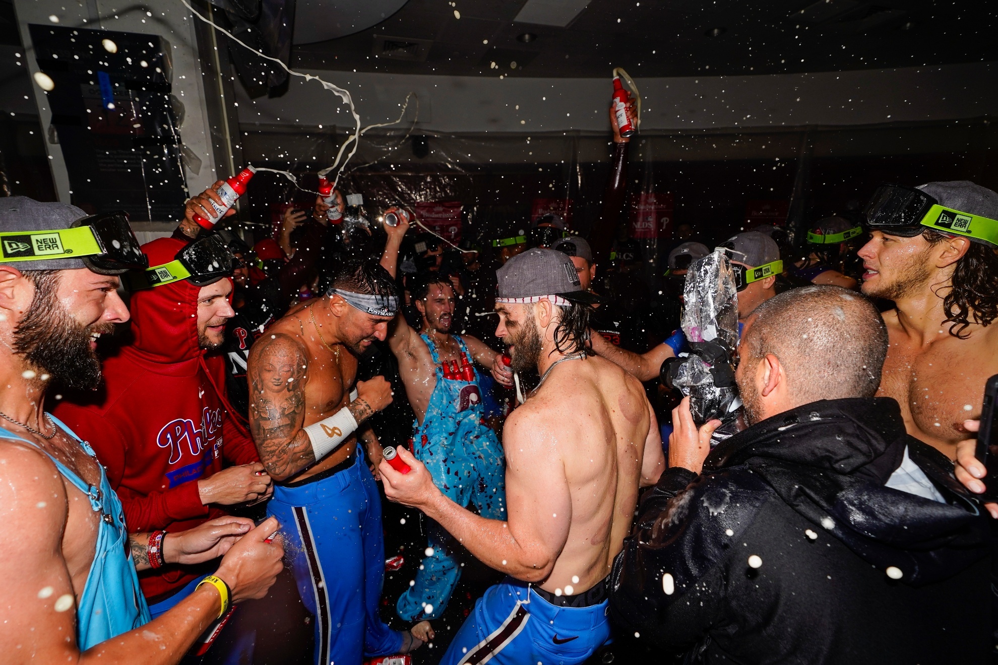 Phillies celebrating win vs Braves.