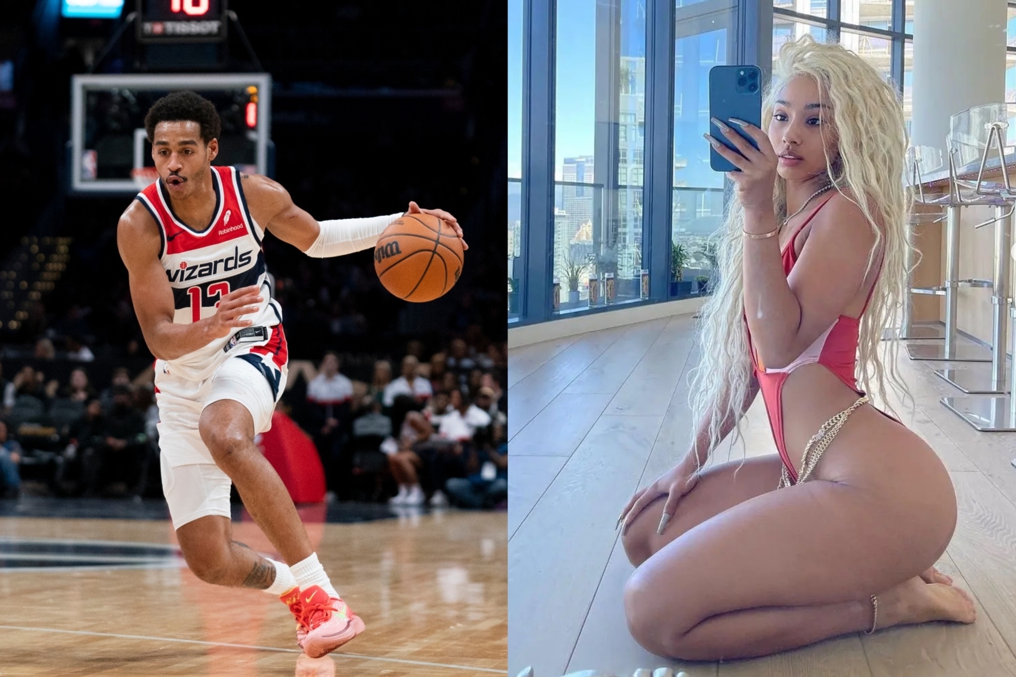 Mashup image of Jordan Poole and Rubi Rose