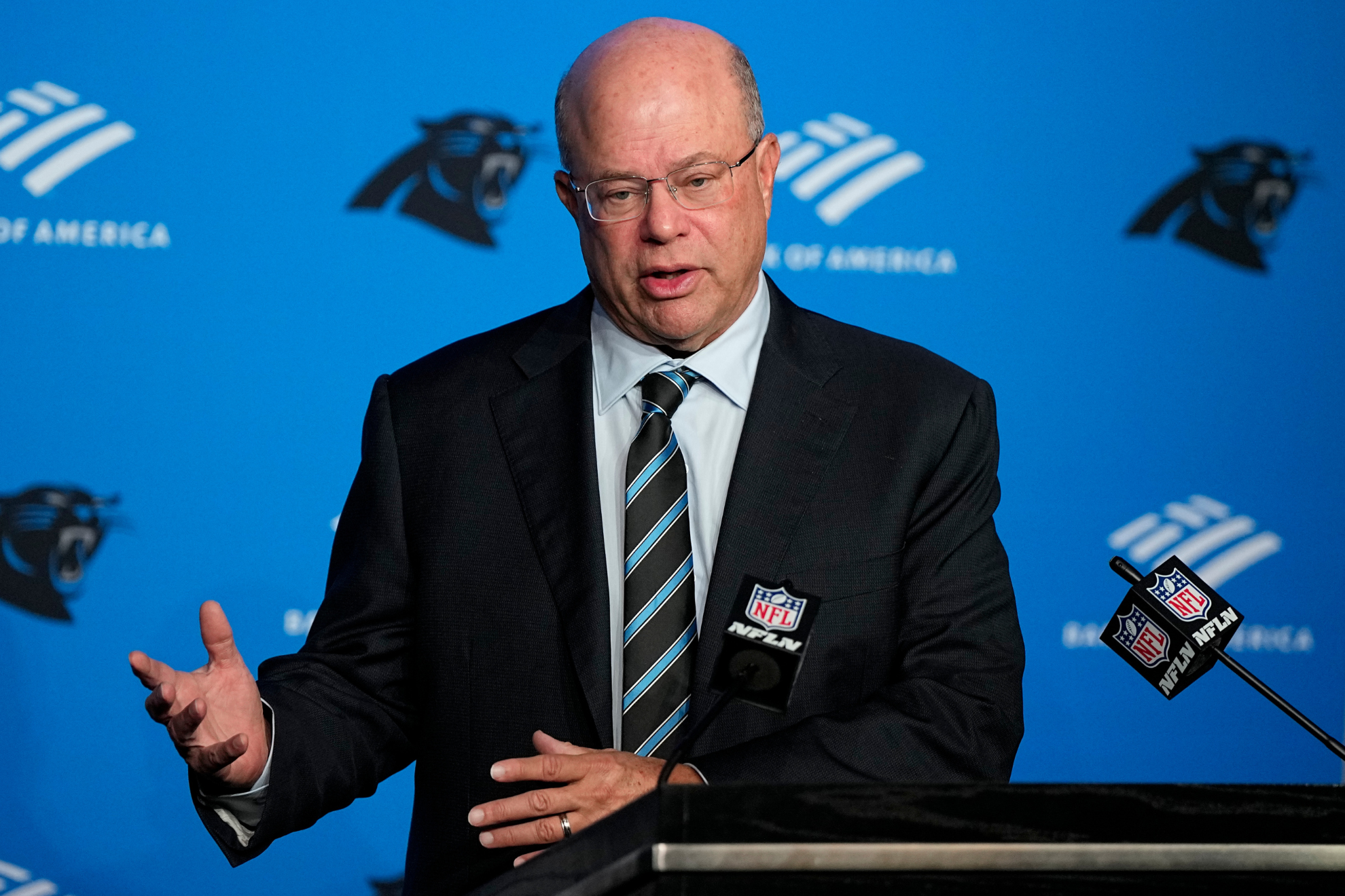 Carolina Panthers owner David Tepper at Tuesdays press conference.