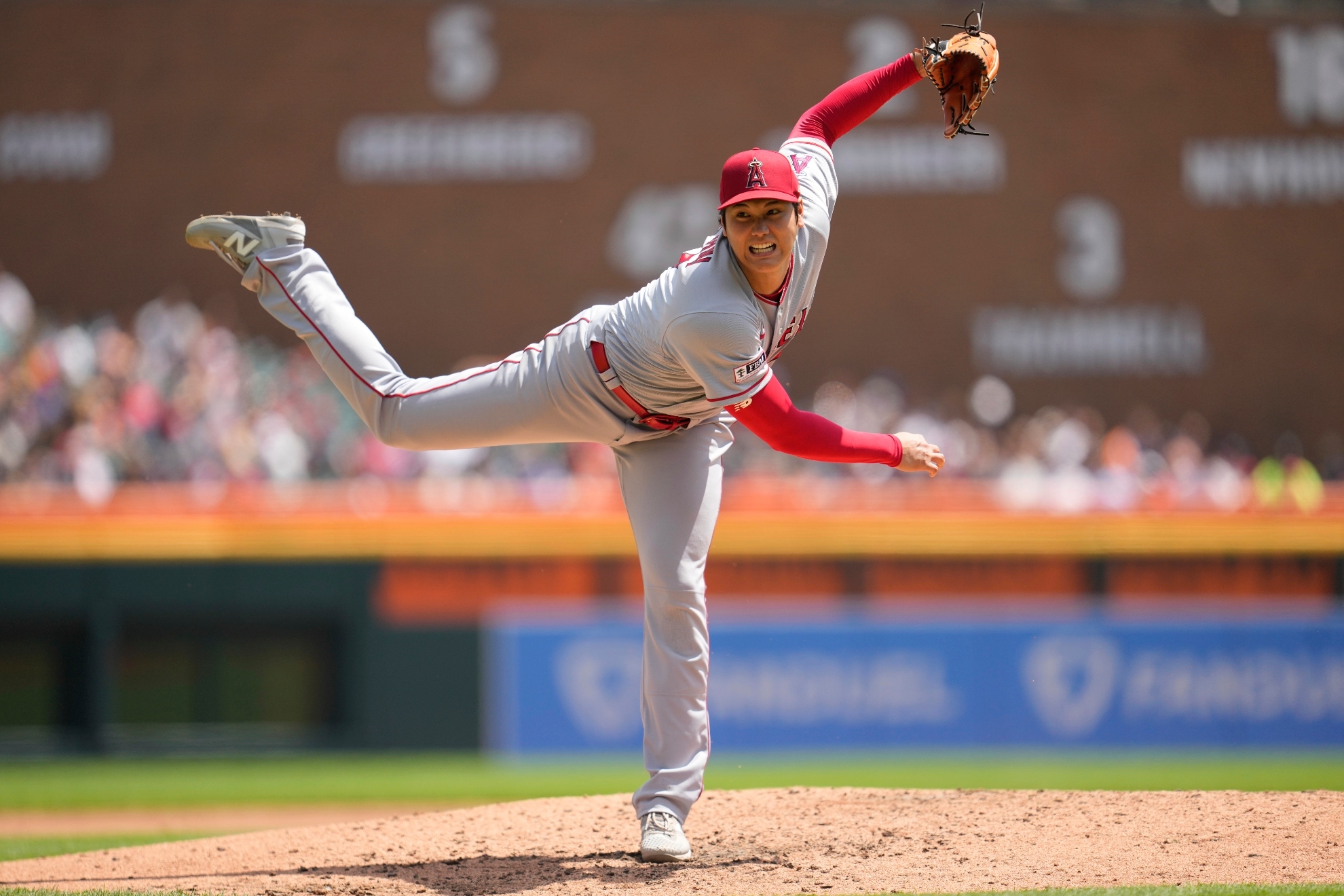 Shohei Ohtani playing with the Angels.