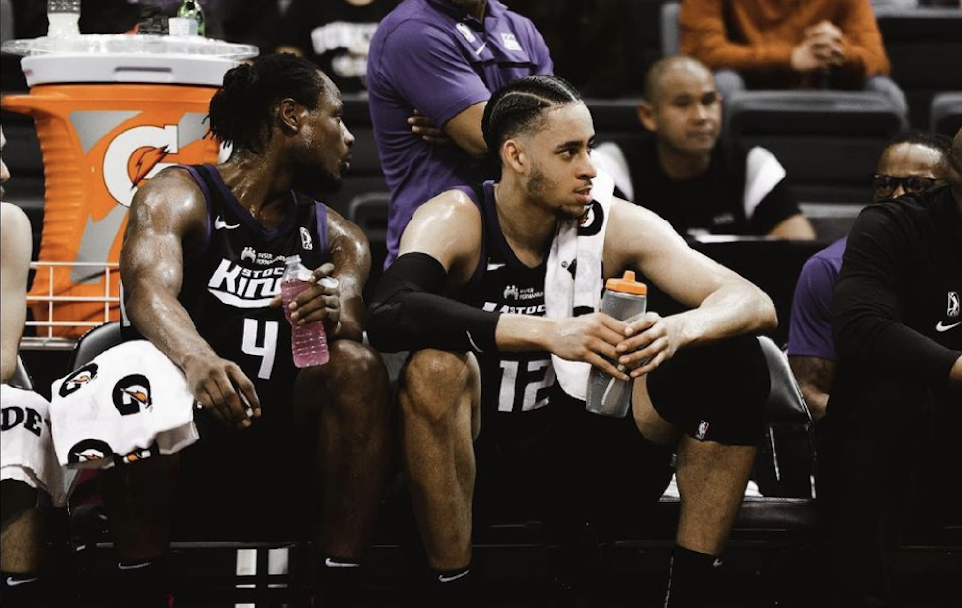 Chance Comanche (right) on the sidelines of a game