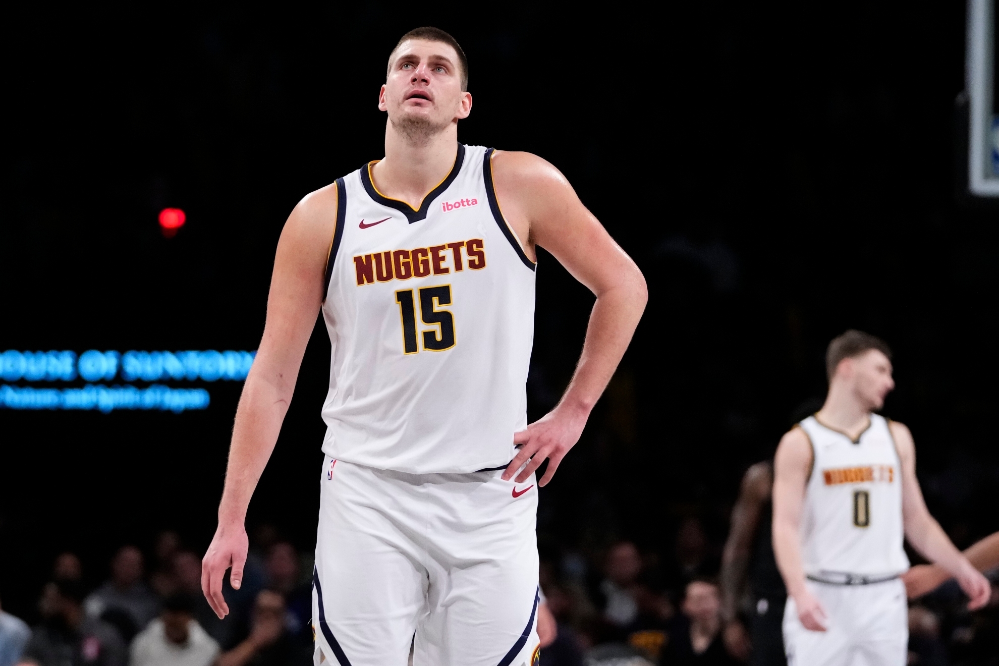 Nikola Jokic playing against the Brooklyn Nets