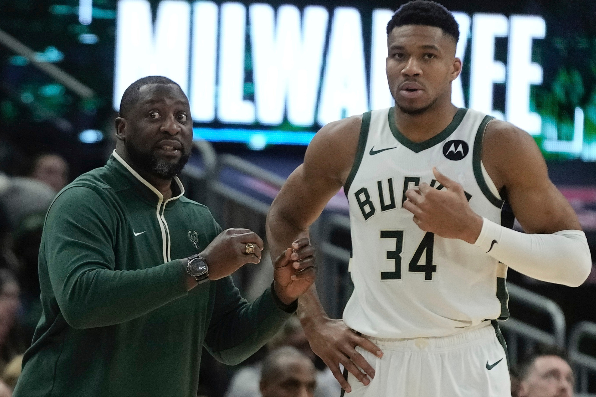 Antetokounmpo (right) was critical of Milwaukees defense under Griffin (left).