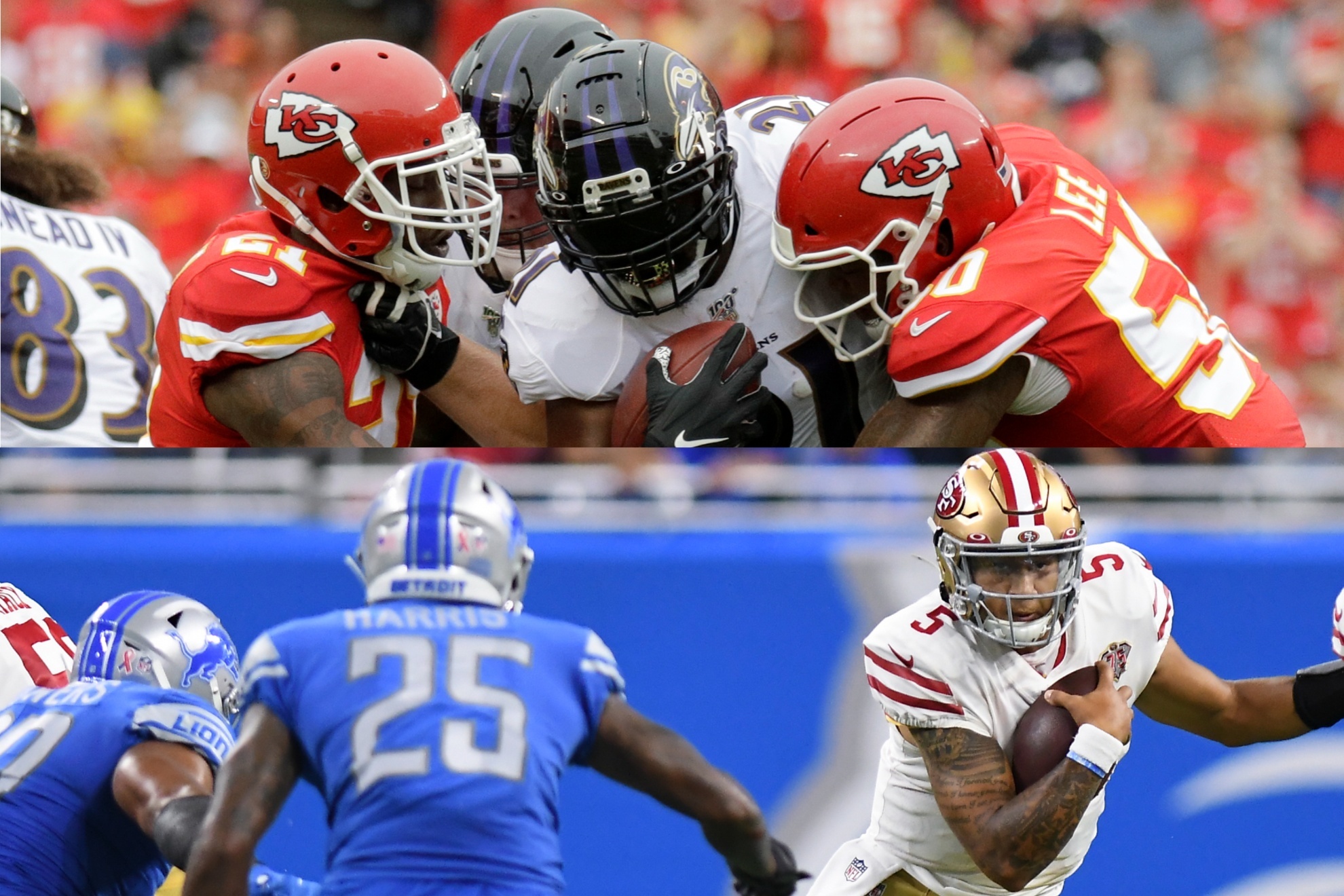 Ravens, Chiefs, 49ers and Lions will be looking for their ticket to the Super Bowl.