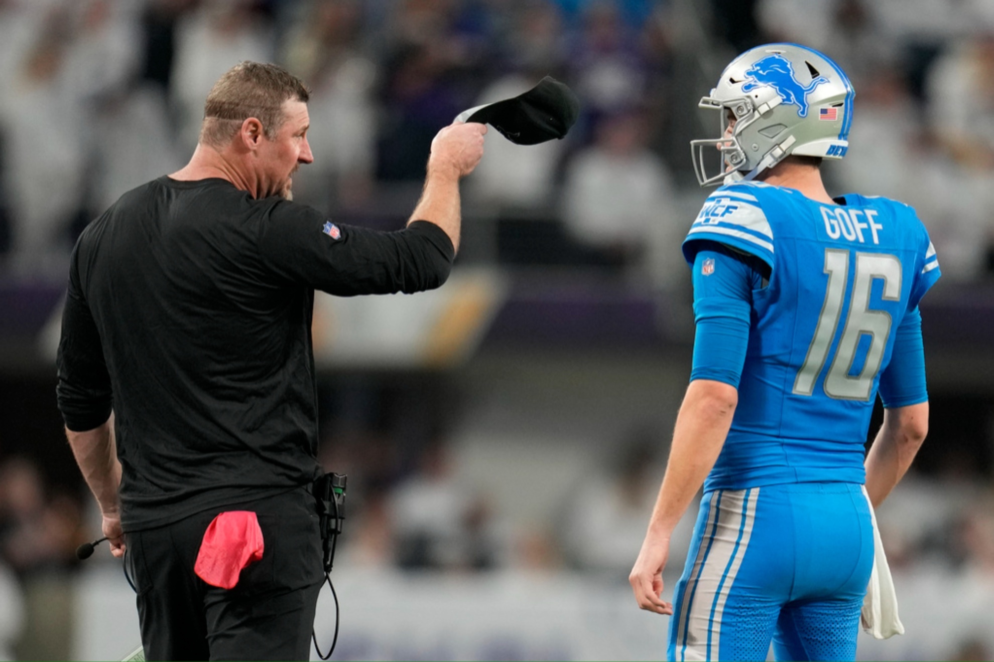 Head coach Dan Campbell (right) and quarterback Jared Goff are the architects of Detroits success.