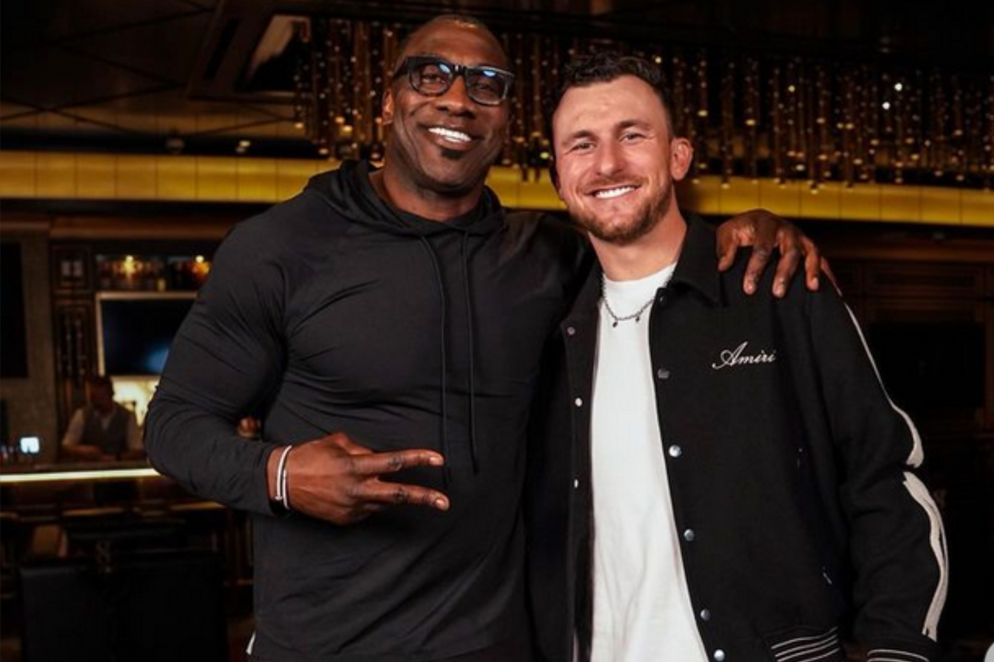 Johnny Manziel (L) had a candid talk with Shannon Sharpe.