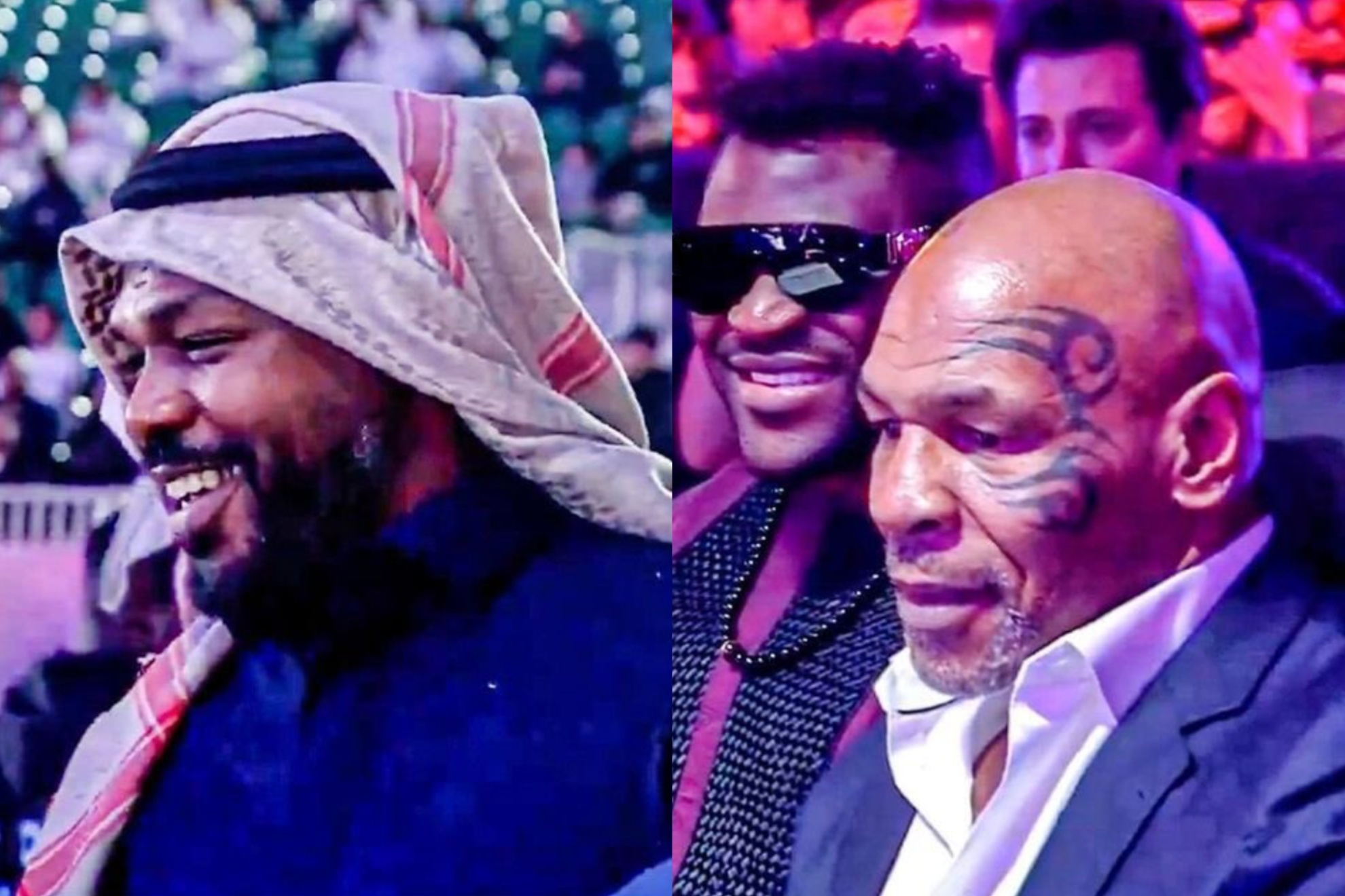 Mashup image of Jon Jones, Francis Ngannou and Mike Tyson