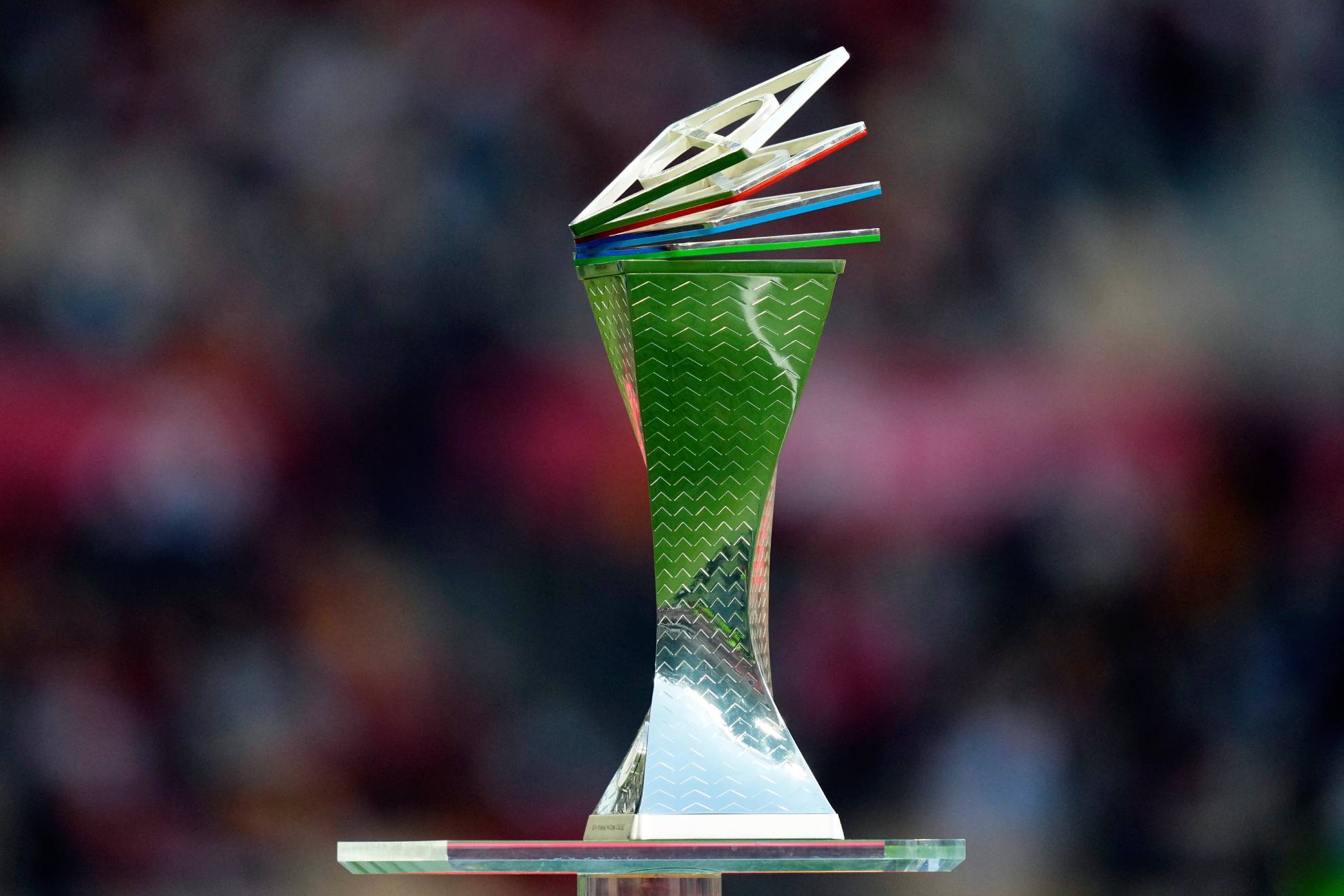 El trofeo de la Nations League en la final Espa�a-Francia.