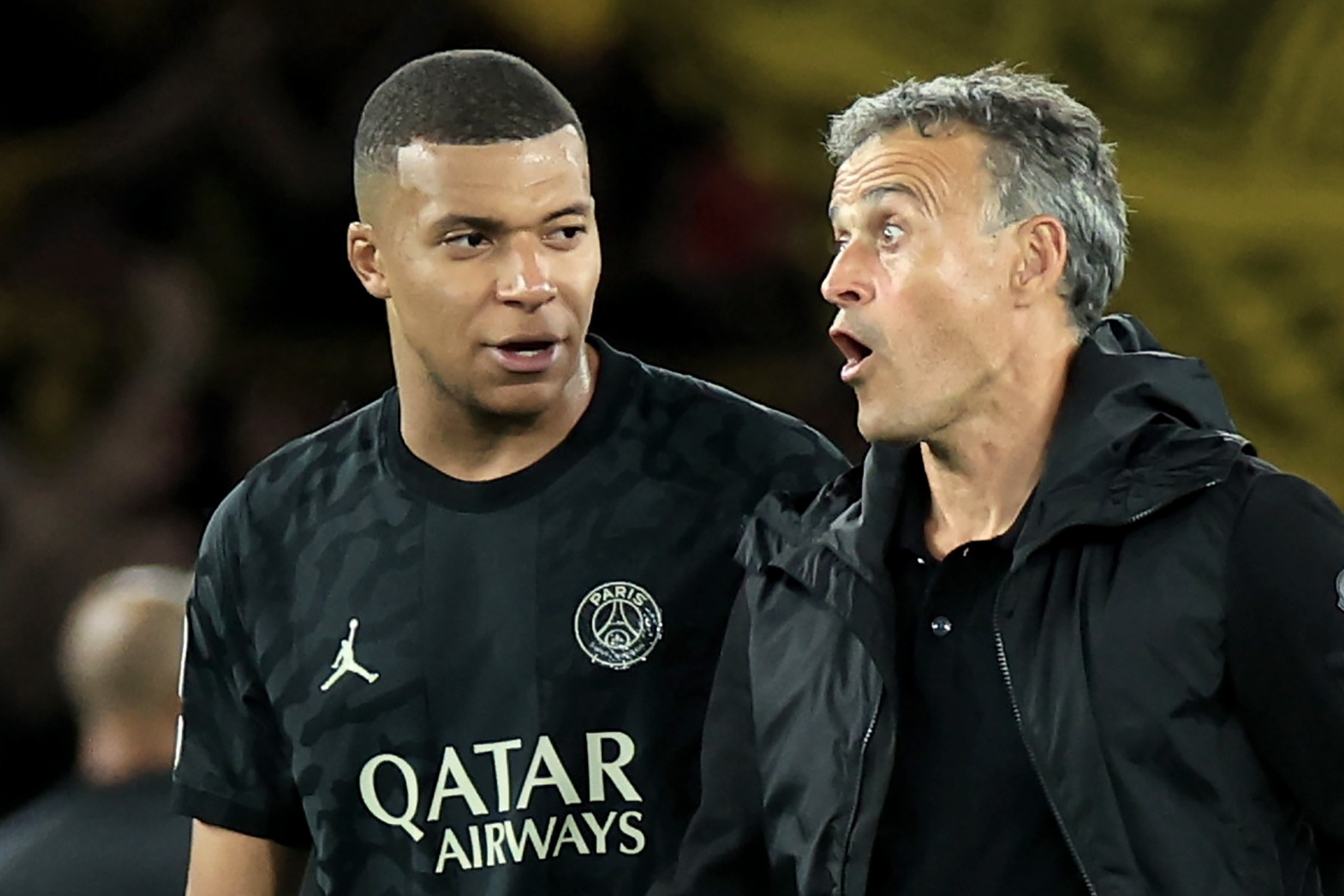 Luis Enrique and Mbappe during the Champions League clash with Borussia Dortmund.