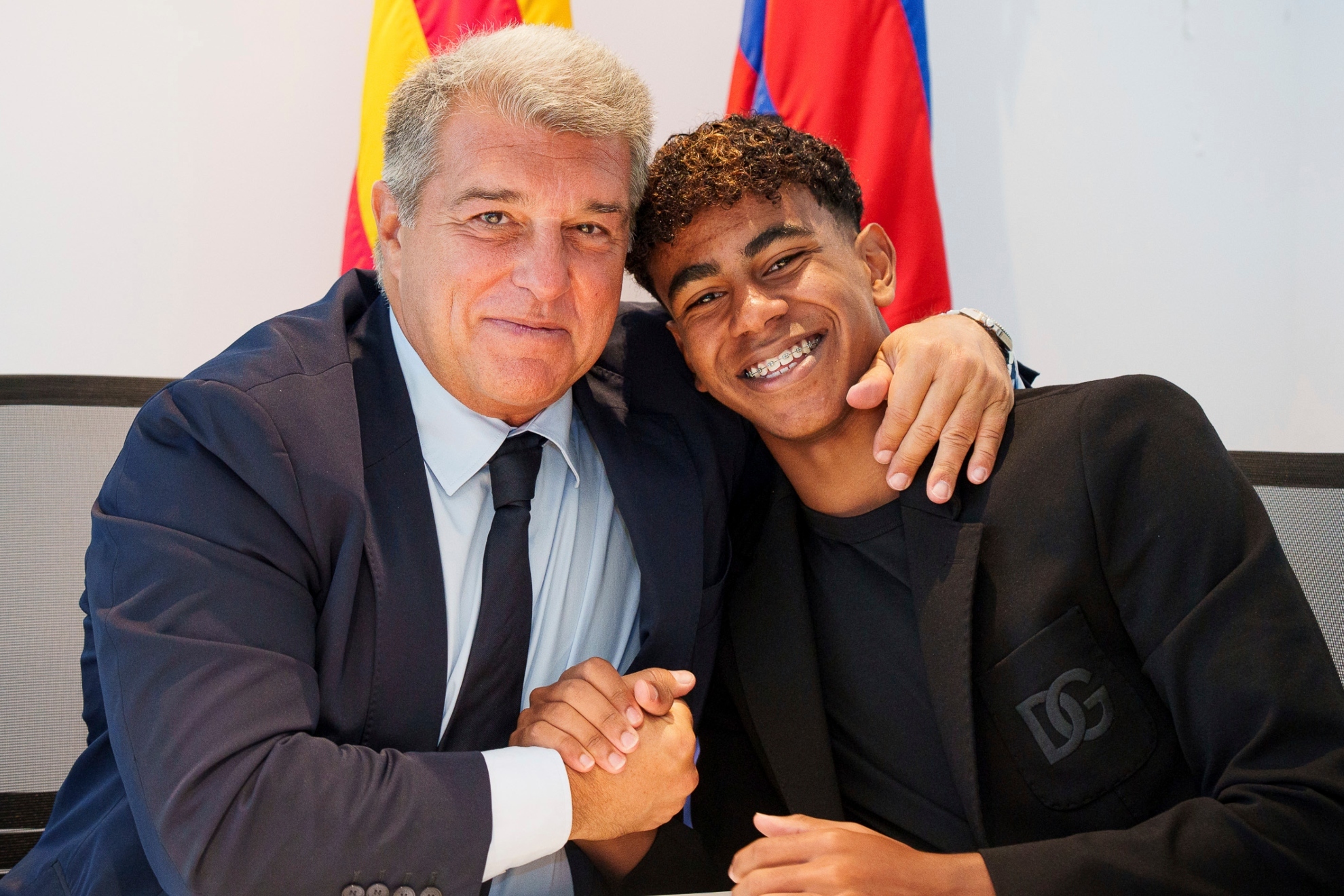 Joan Laporta and Lamine Yamal