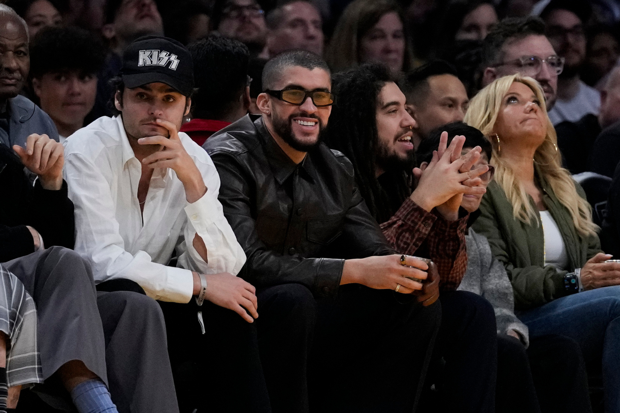 Bad Bunny at a Los Angeles Lakers game.