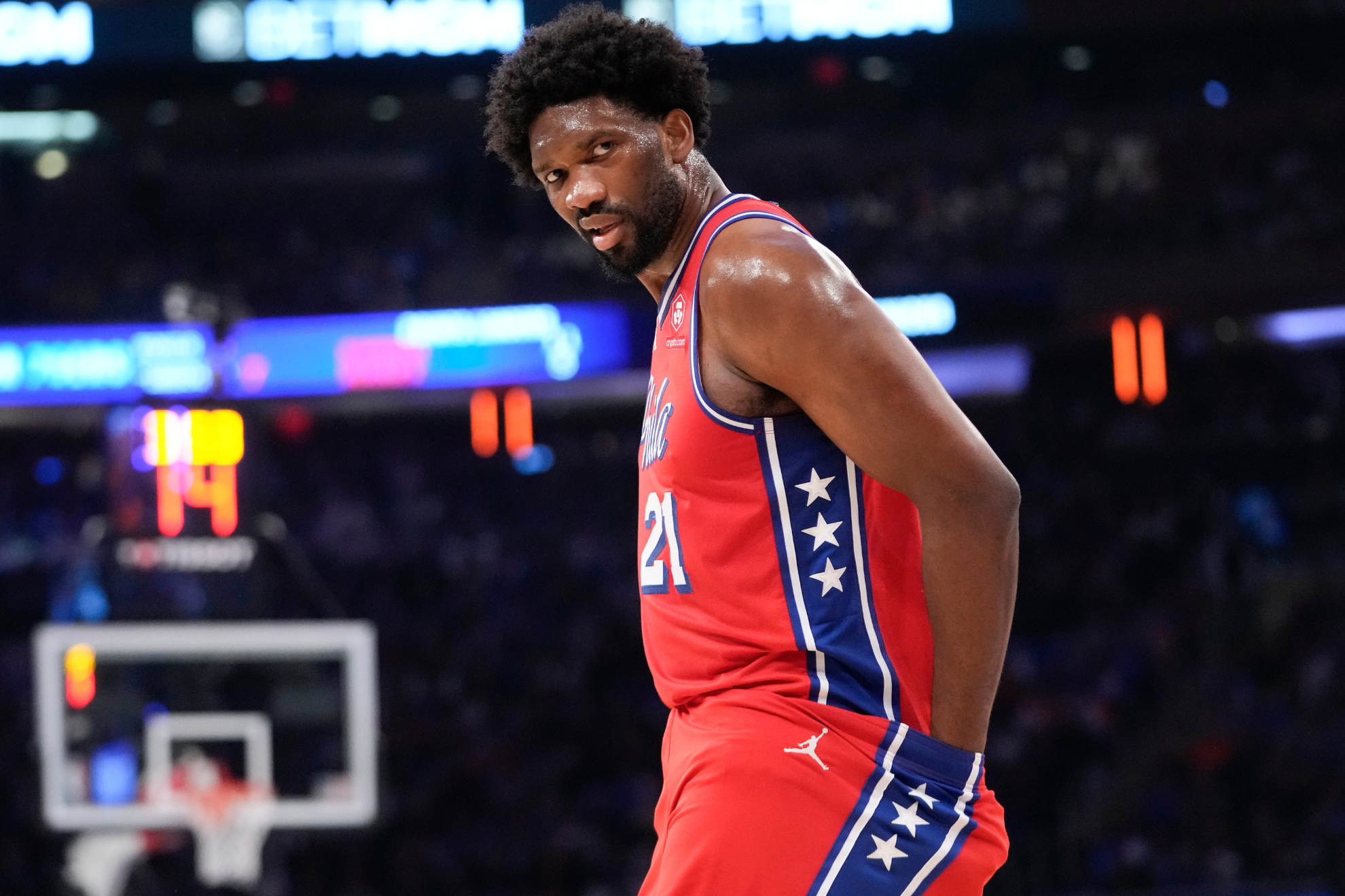 Joel Embiid against the New York Knicks.